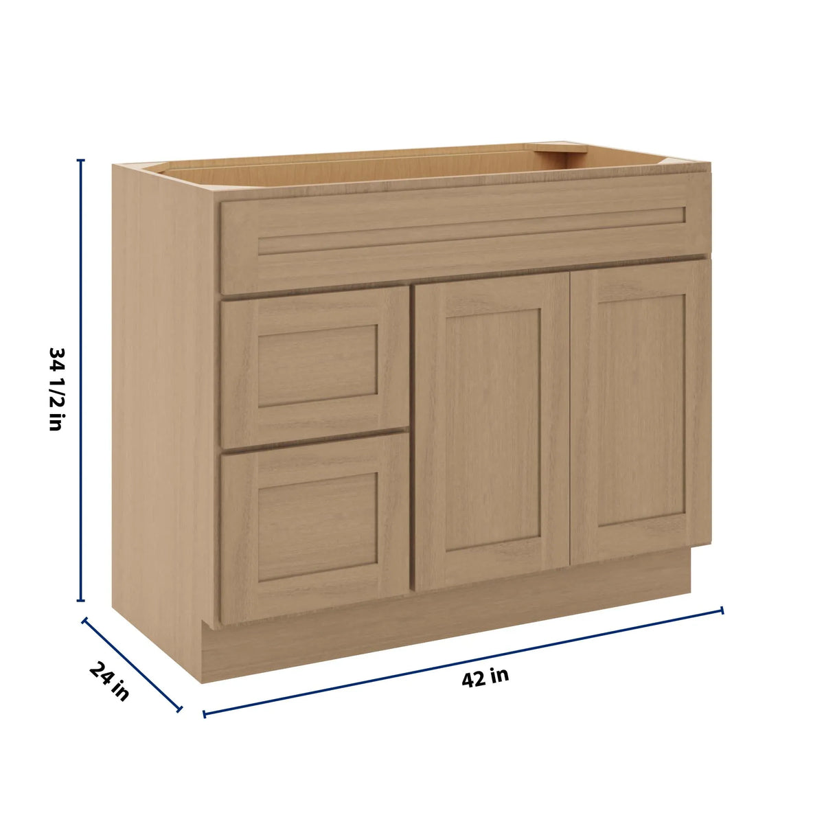 CNC Luxor 5-Piece Harvest 42" W Double Door 2 Drawers Left Vanity Sink Base Cabinet
