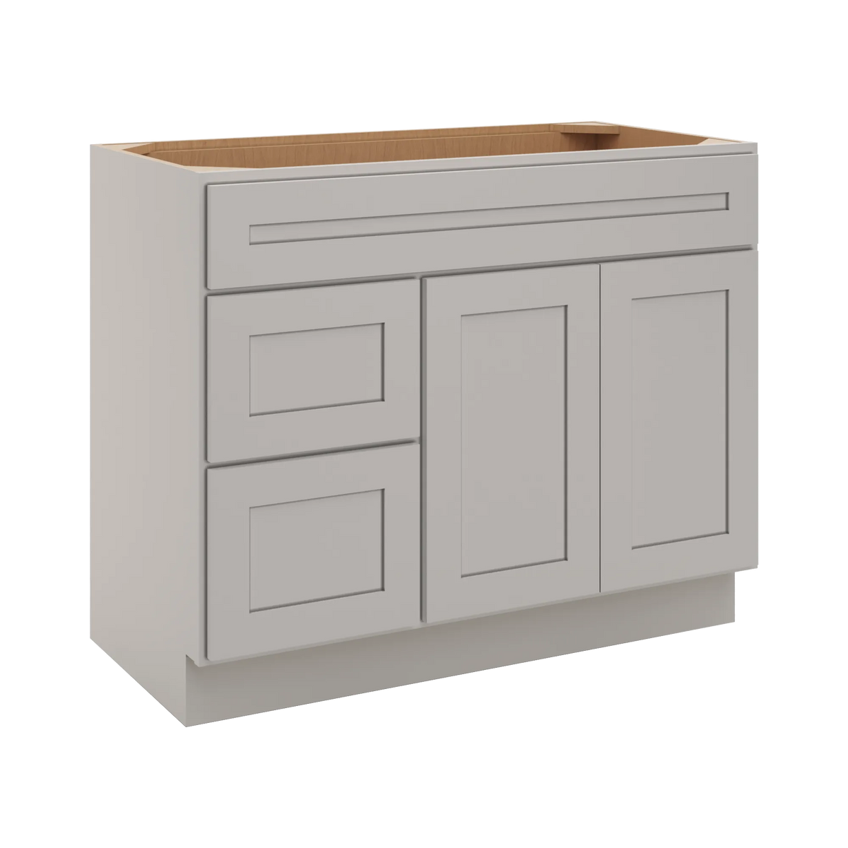 CNC Luxor 5-Piece Misty Grey 42" W Double Door 2 Drawers Left Vanity Sink Base Cabinet