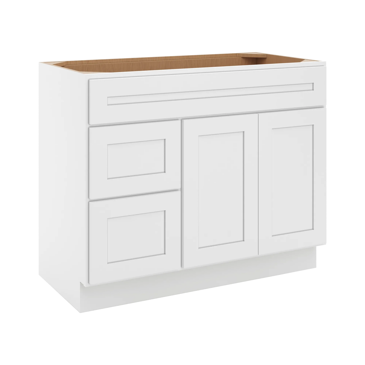 CNC Luxor 5-Piece White 42" W Double Door 2 Drawers Left Vanity Sink Base Cabinet