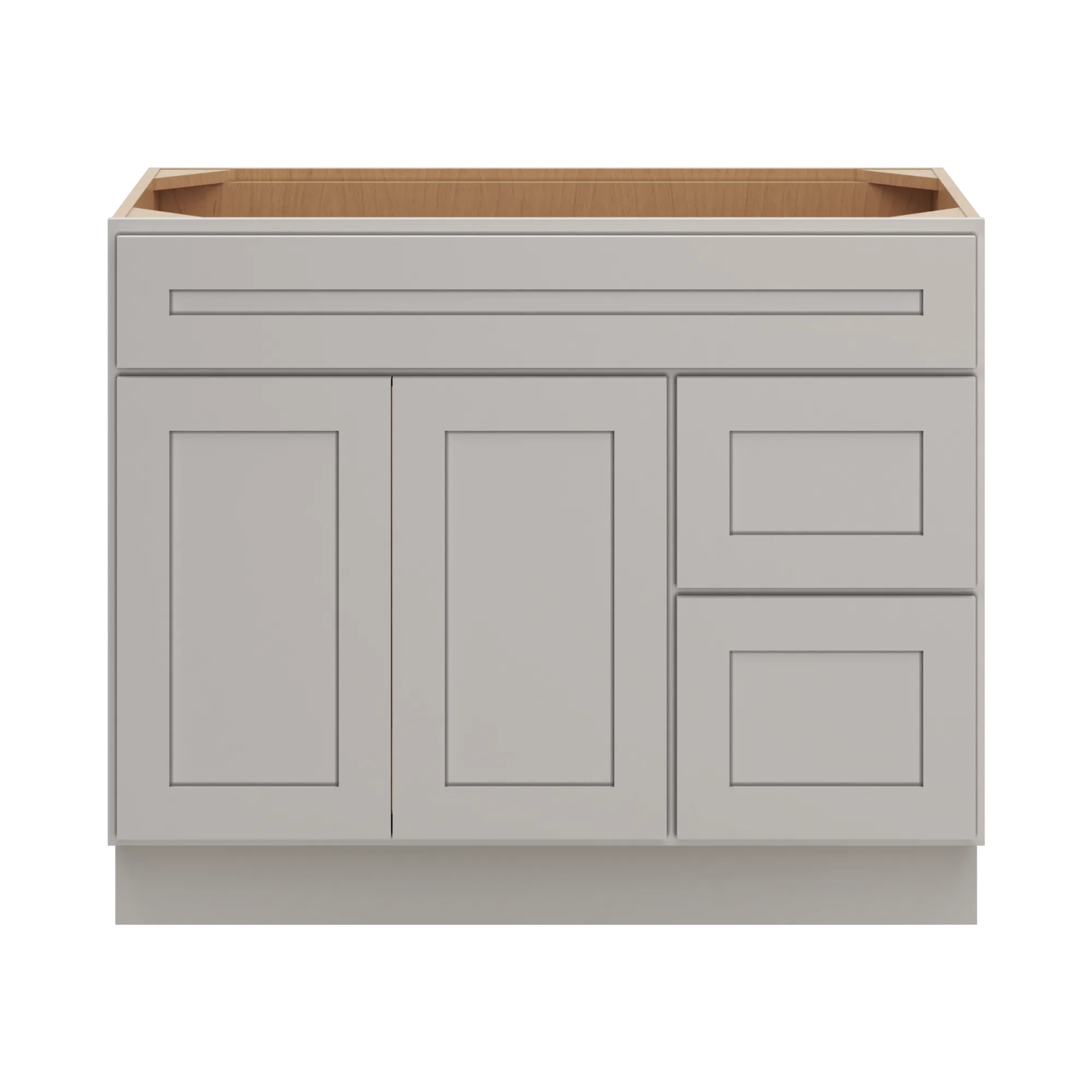 cnc luxor 5 piece misty grey 42 w double door 2 drawers right vanity sink base cabinet