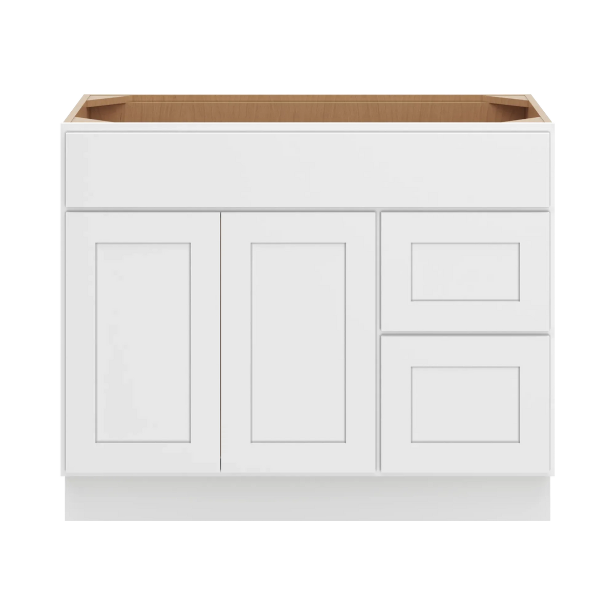cnc luxor white 42 w double door 2 drawers right vanity sink base cabinet