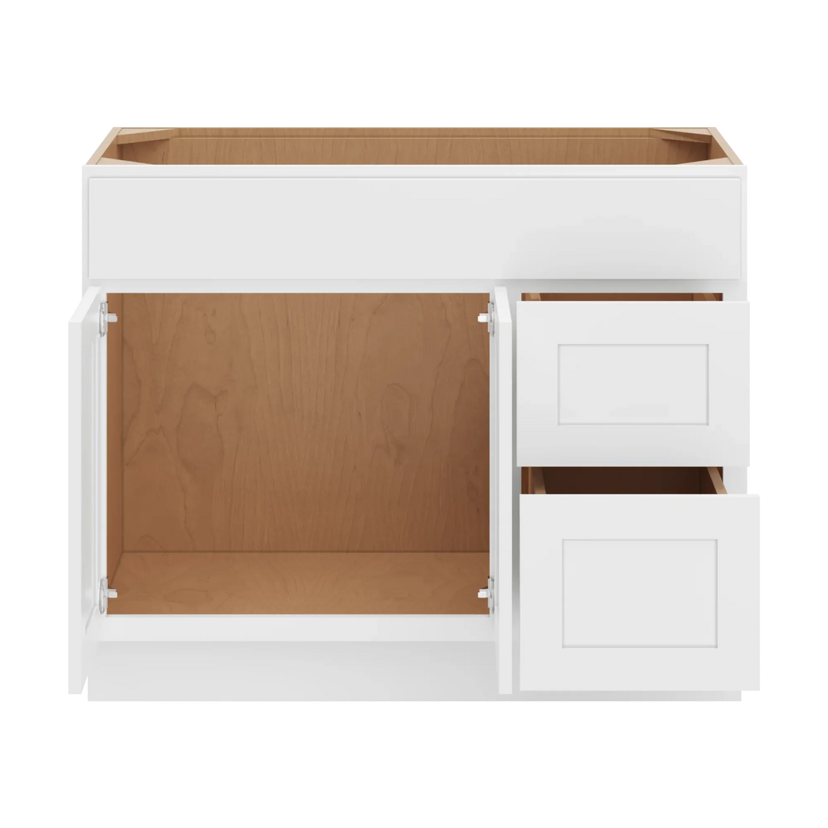 cnc luxor white 42 w double door 2 drawers right vanity sink base cabinet