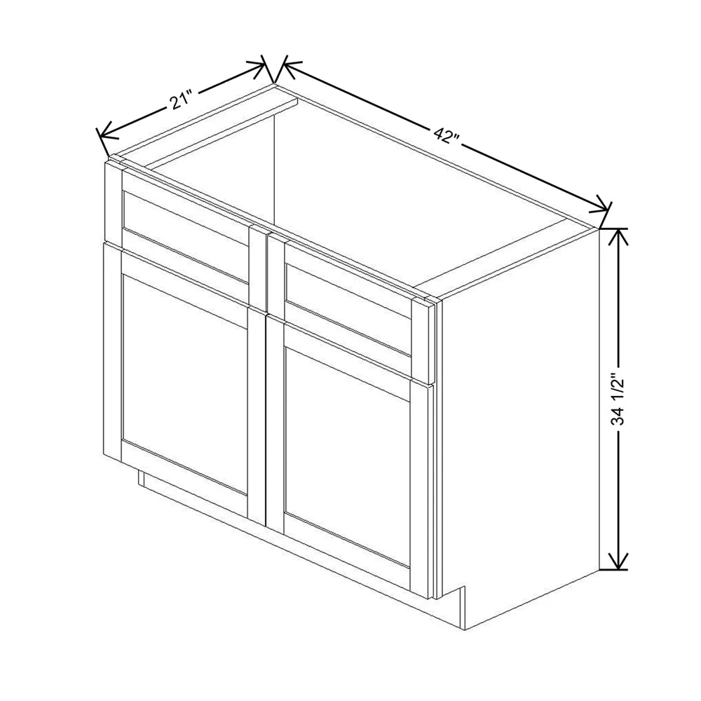 Kitchen Cabinet Distributors Brooklyn White Double Door Vanity - 42" W x 34.5" H x 21" D