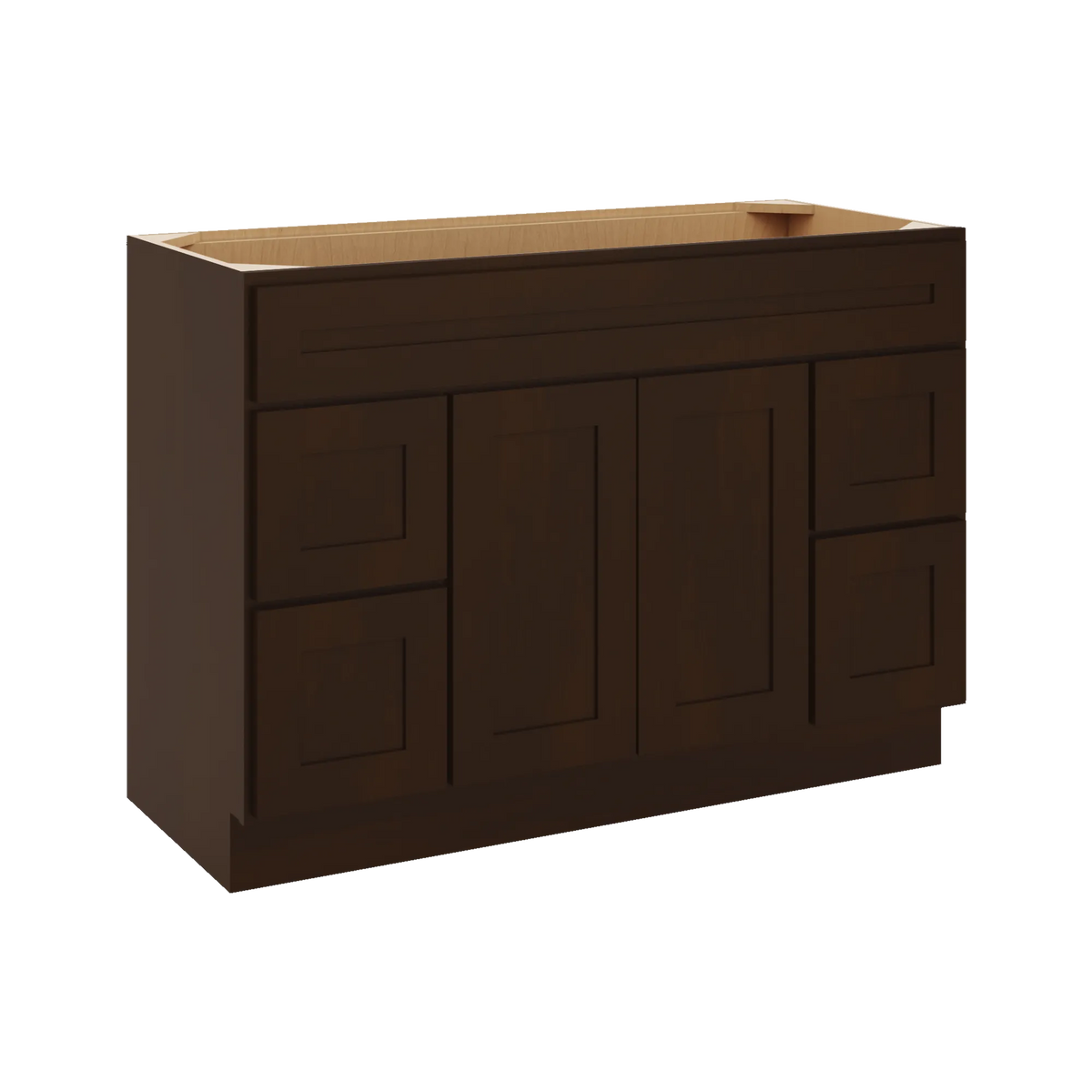 CNC Luxor 5-Piece Espresso 48" W Double Door 4 Drawers Vanity Sink Base Cabinet
