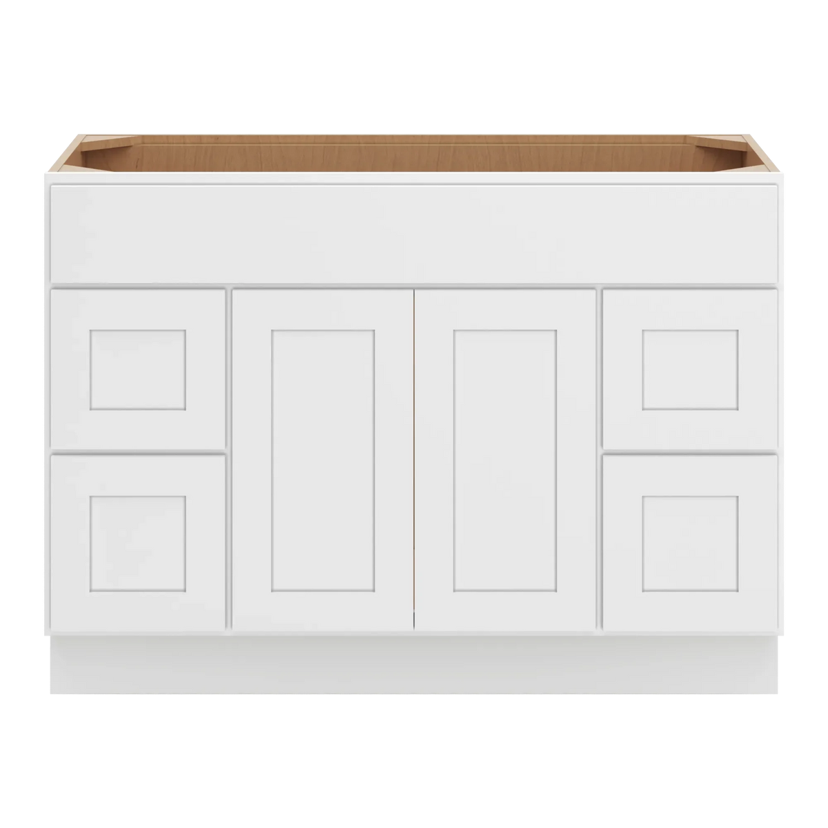 cnc luxor white 48 w double door 4 drawers vanity sink base cabinet