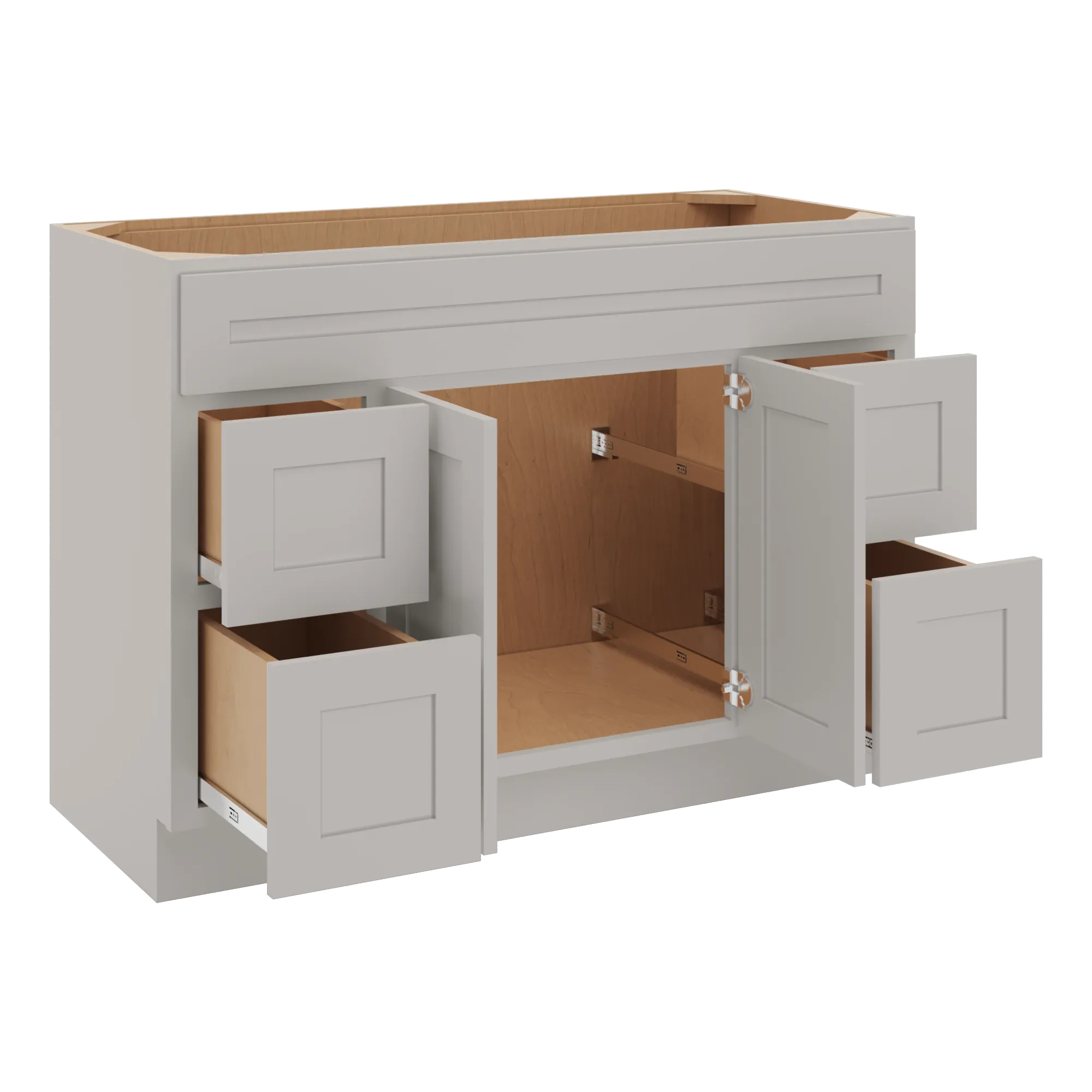 cnc luxor 5 piece misty grey 48 w double door 4 drawers vanity sink base cabinet