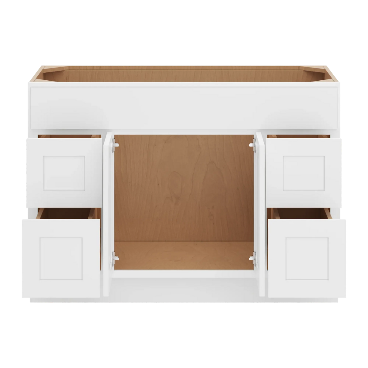 cnc luxor white 48 w double door 4 drawers vanity sink base cabinet
