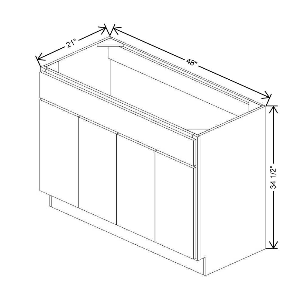 CNC Luxor Espresso 48" W Four Door Vanity Sink Base Cabinet