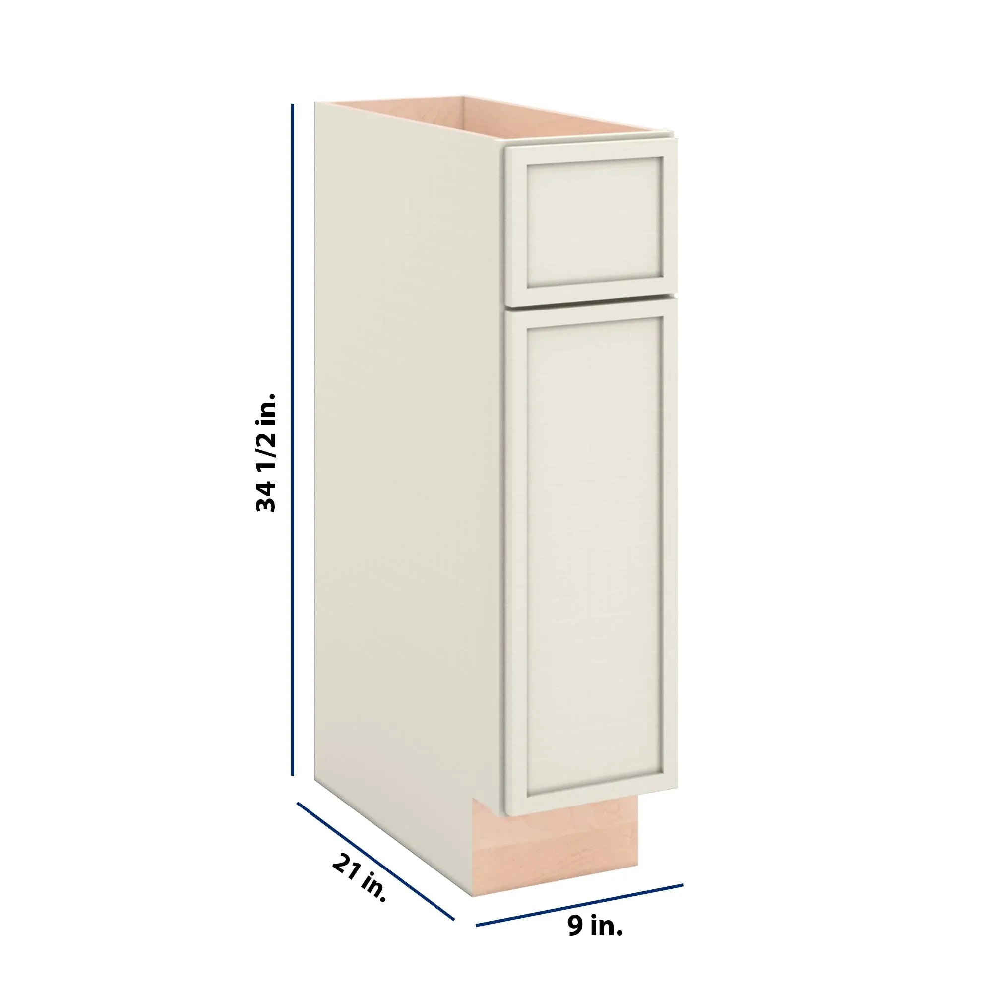 Modernform Cabinet Slim Dove White 09" W X 34 1/2" H X 21" D Base 1 Door/1 Drawer
