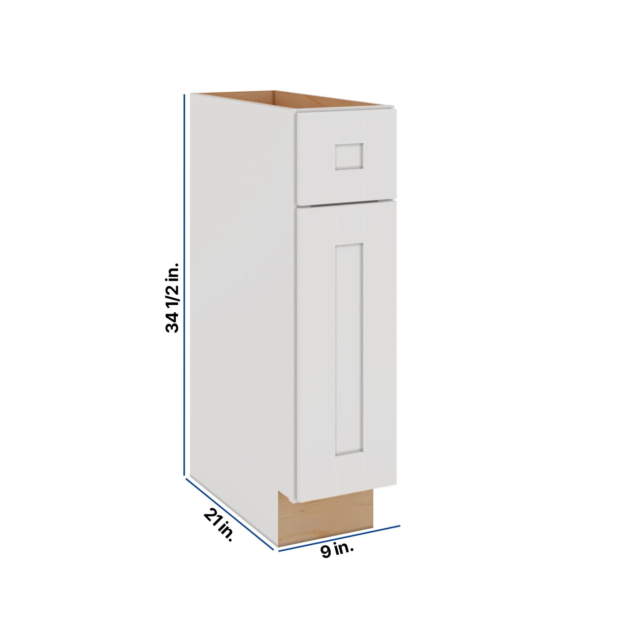 Modernform Cabinet White Shaker 09" W X 34 1/2" H X 21" D Base 1 Door/1 Drawer