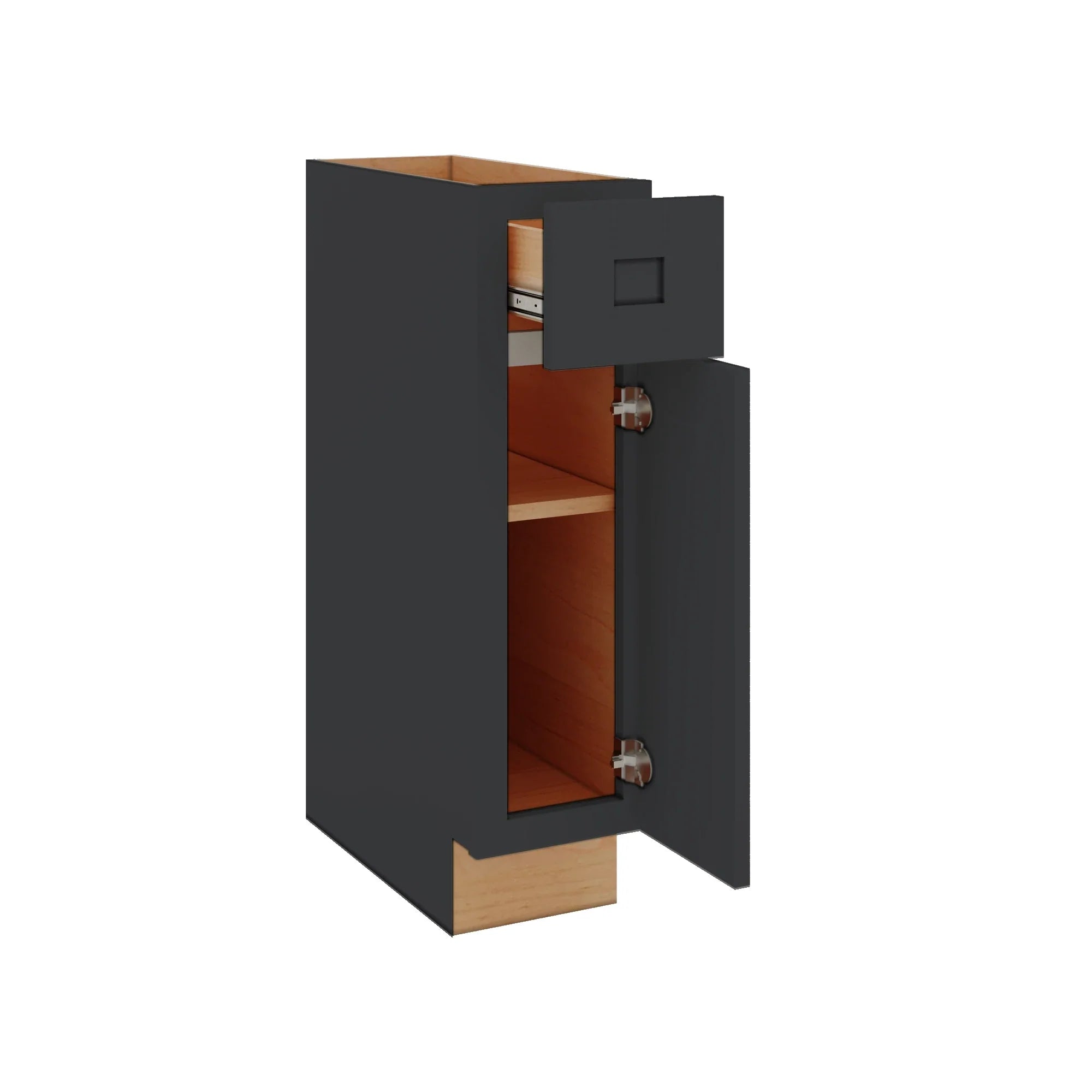 Modernform Cabinet Onyx Black Shaker 09" W X 34 1/2" H X 21" D Base 1 Door/1 Drawer