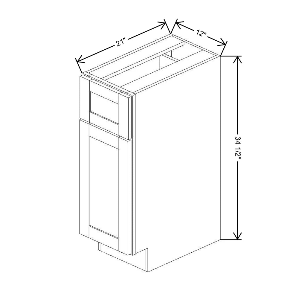 Kitchen Cabinet Distributors Shaker Designer White 5PC Single Door Base Vanity - 12" W x 21" D