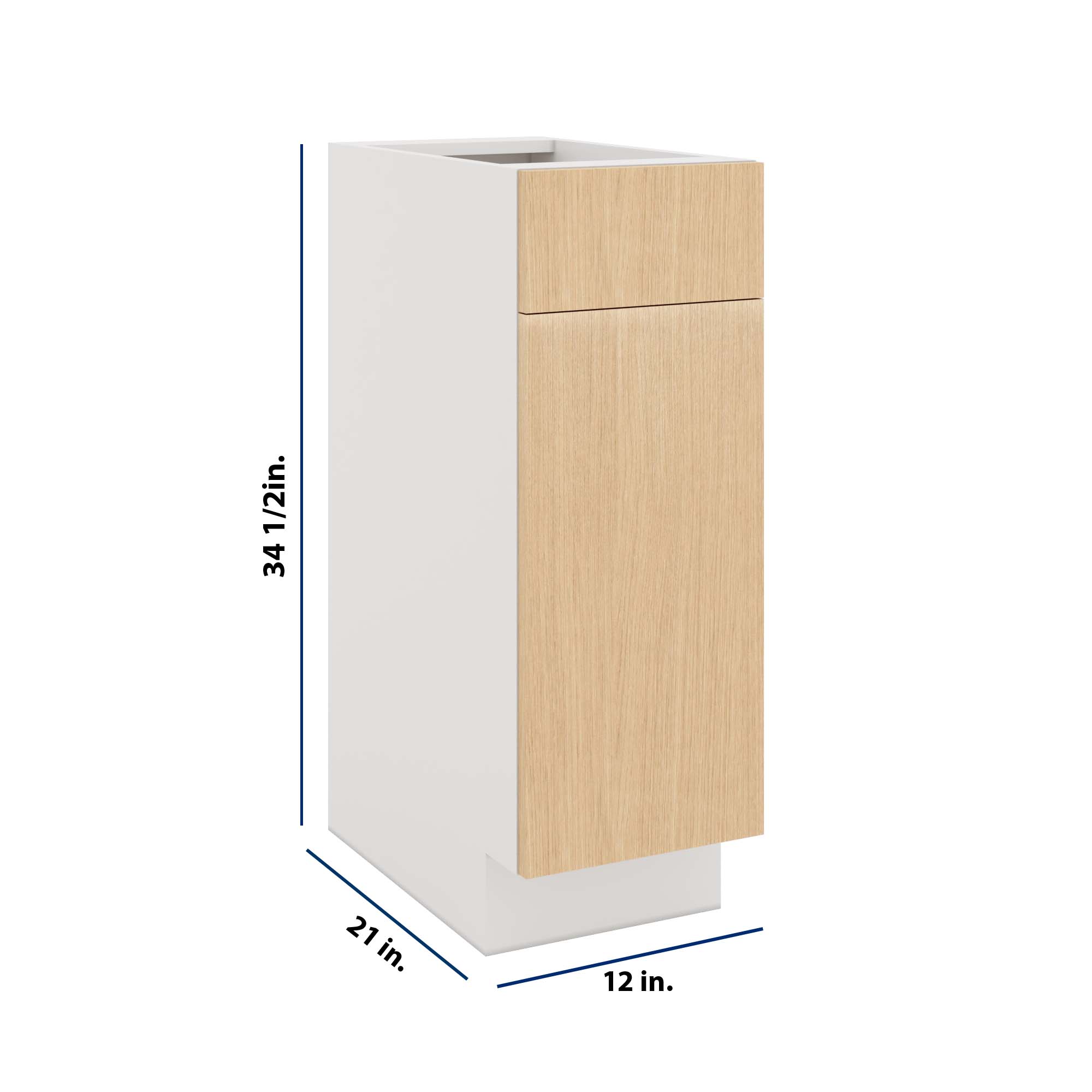 Modernform Cabinet Natural Oak 12" W X 34 1/2" H X 21" D Base 1 Door/1 Drawer