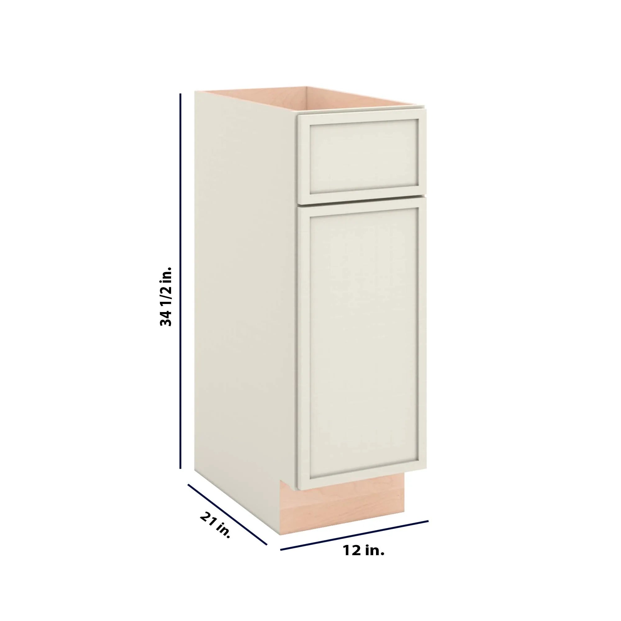Modernform Cabinet Slim Dove White 12" W X 34 1/2" H X 21" D Base 1 Door/1 Drawer