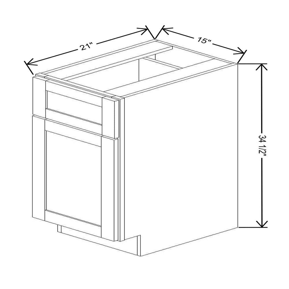 Kitchen Cabinet Distributors Shaker Designer White 5PC Single Door Base Vanity - 15" W x 21" D