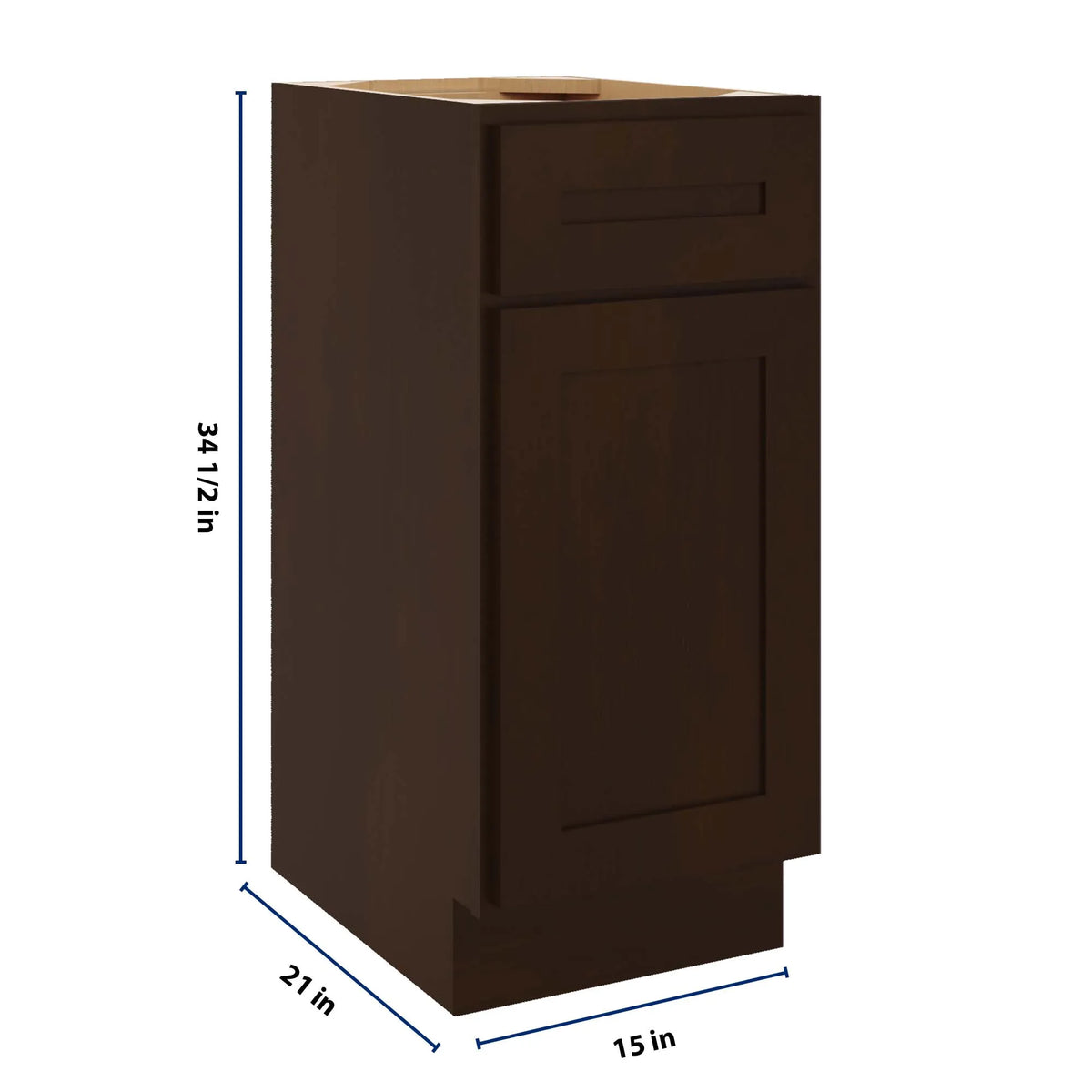 CNC Luxor 5-Piece Espresso 15" W Single Door Vanity Base Cabinet