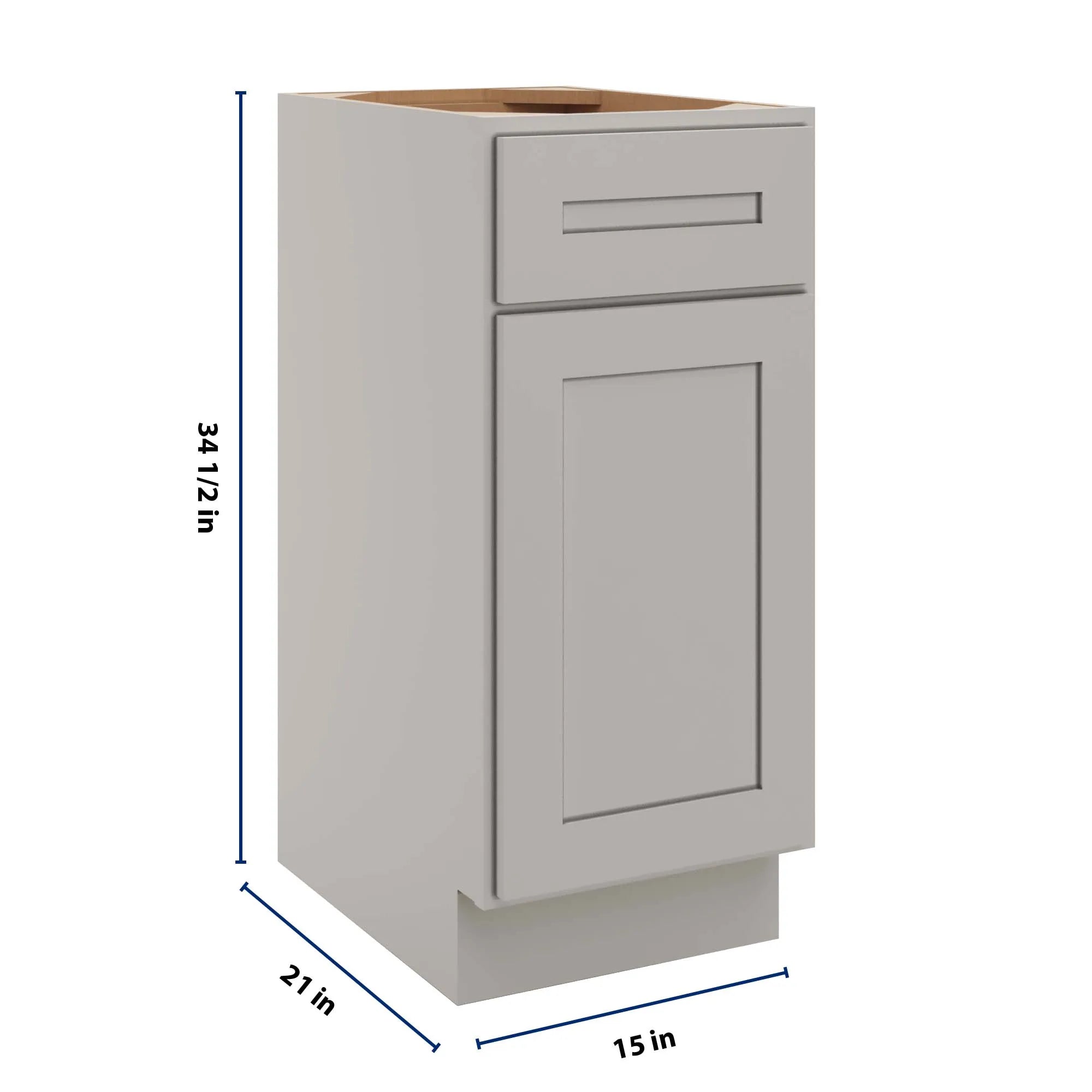 cnc luxor 5 piece misty grey 15 w single door vanity base cabinet