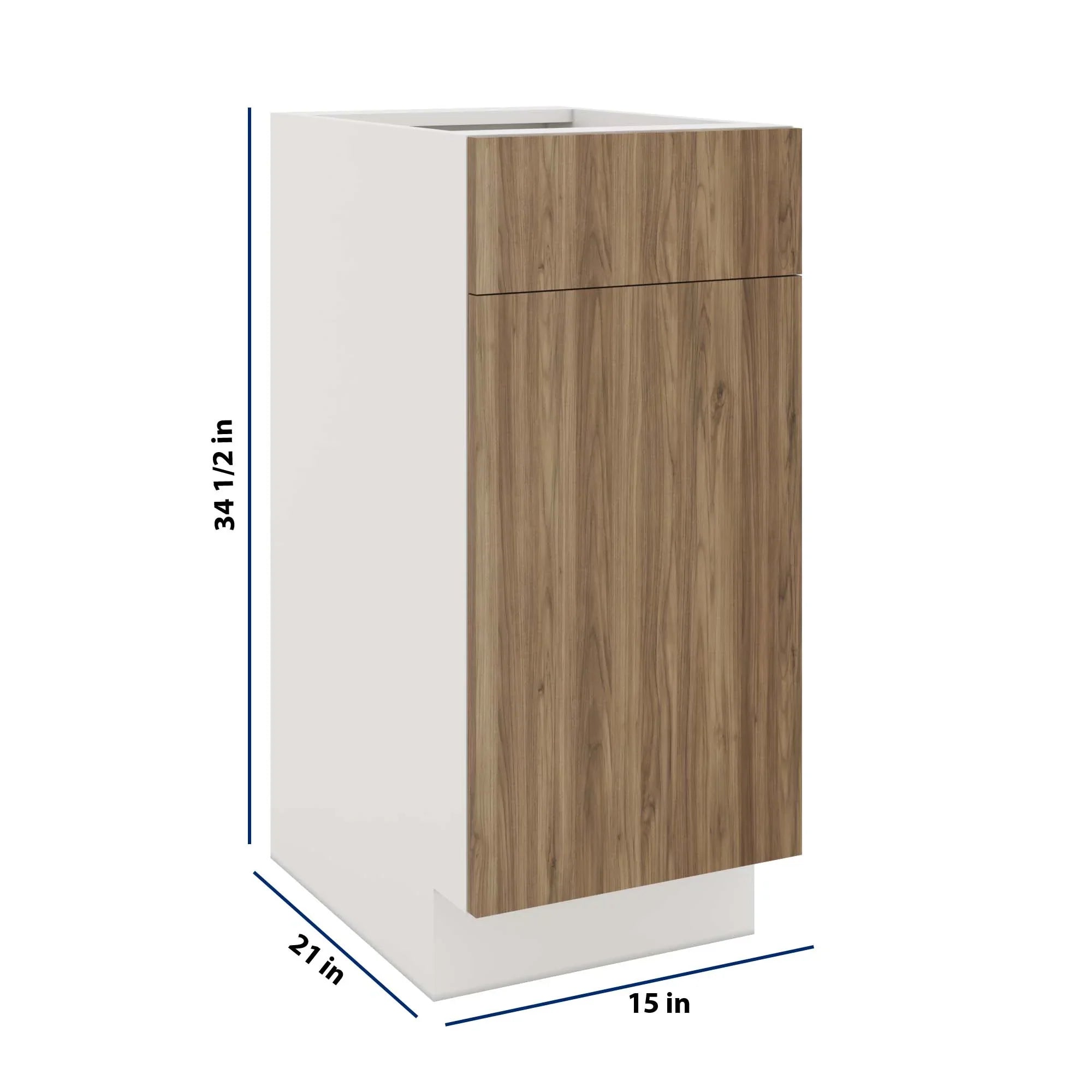 Modernform Cabinet Walnut 15" W X 34 1/2" H X 21" D Base 1 Door/1 Drawer
