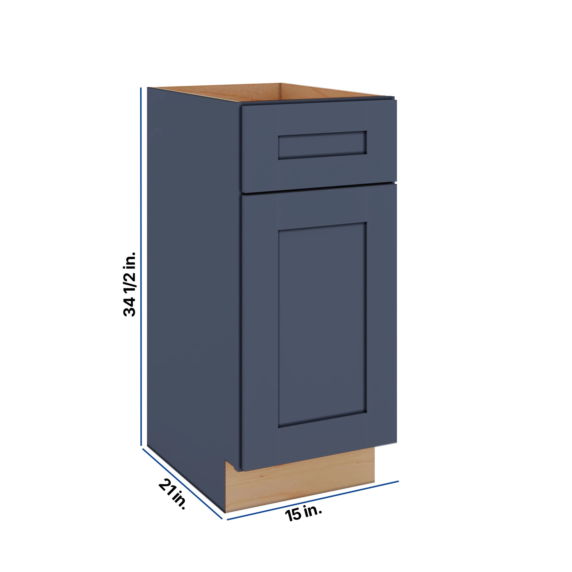 Modernform Cabinet Signature Blue 15" W X 34 1/2" H X 21" D Base 1 Door/1 Drawer