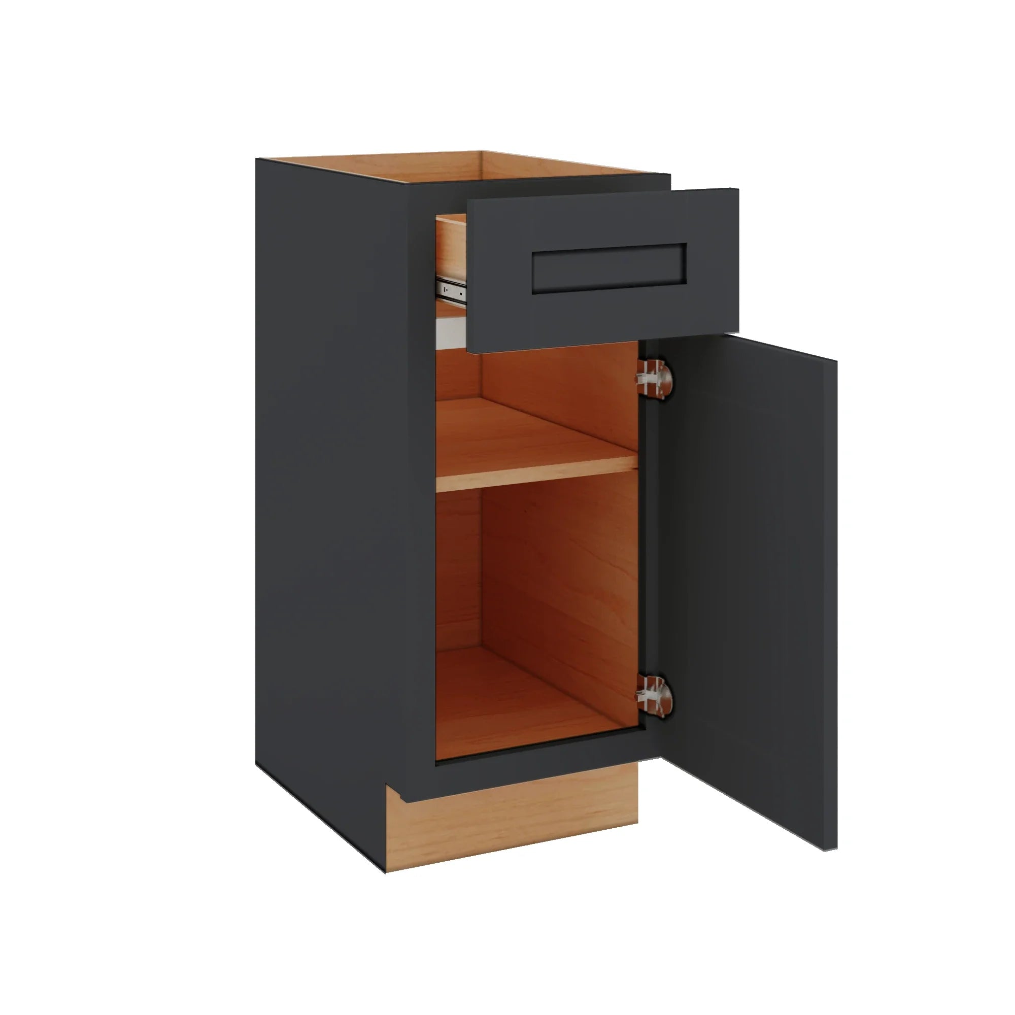 Modernform Cabinet Onyx Black Shaker 15" W X 34 1/2" H X 21" D Base 1 Door/1 Drawer