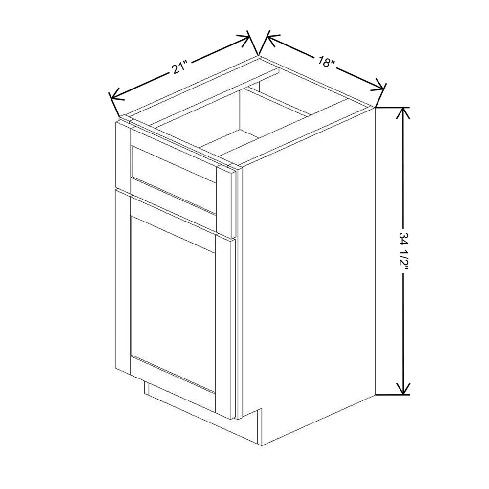 Kitchen Cabinet Distributors Shaker Designer White 5PC Single Door Base Vanity - 18" W x 21" D