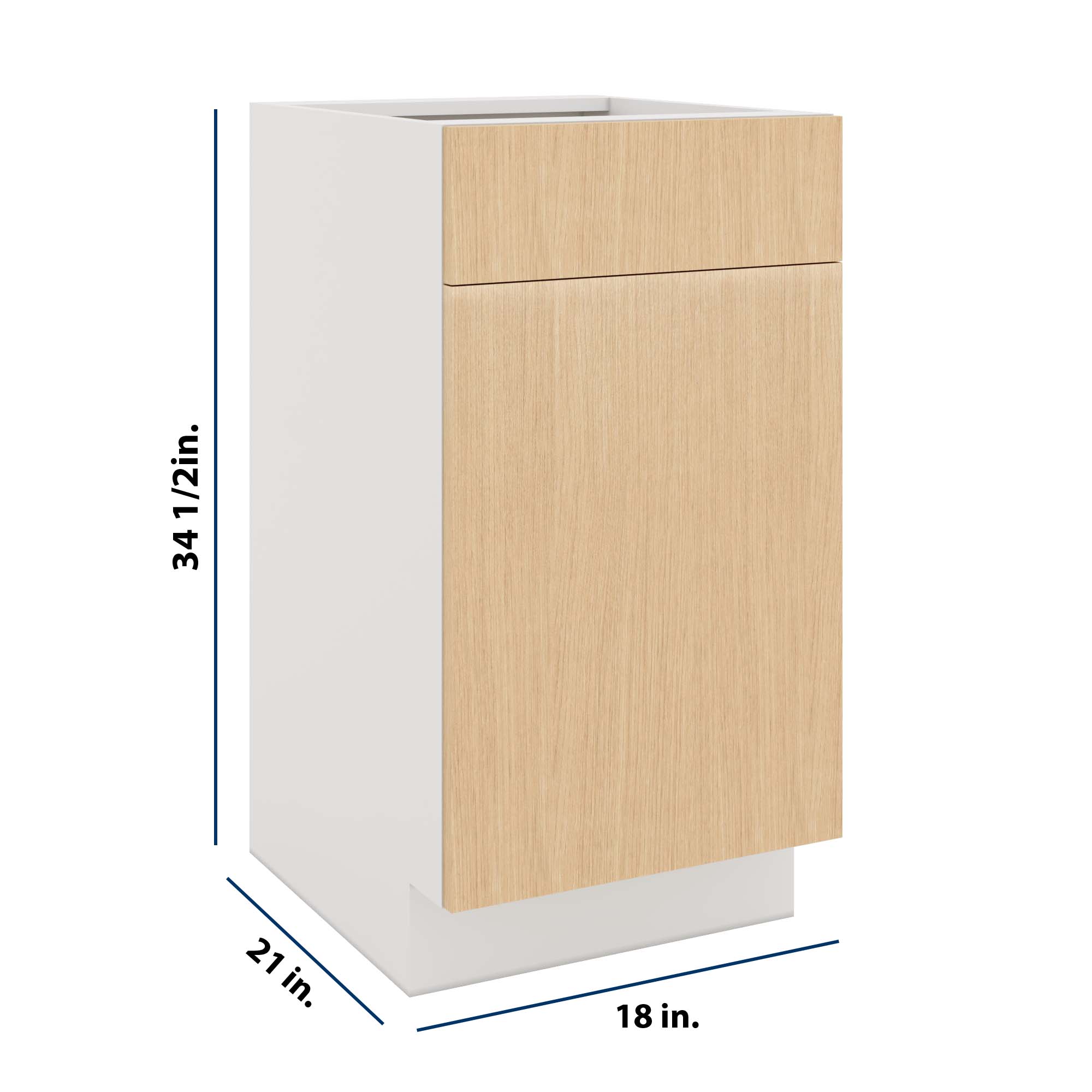 Modernform Cabinet Natural Oak 18" W X 34 1/2" H X 21" D Base 1 Door/1 Drawer