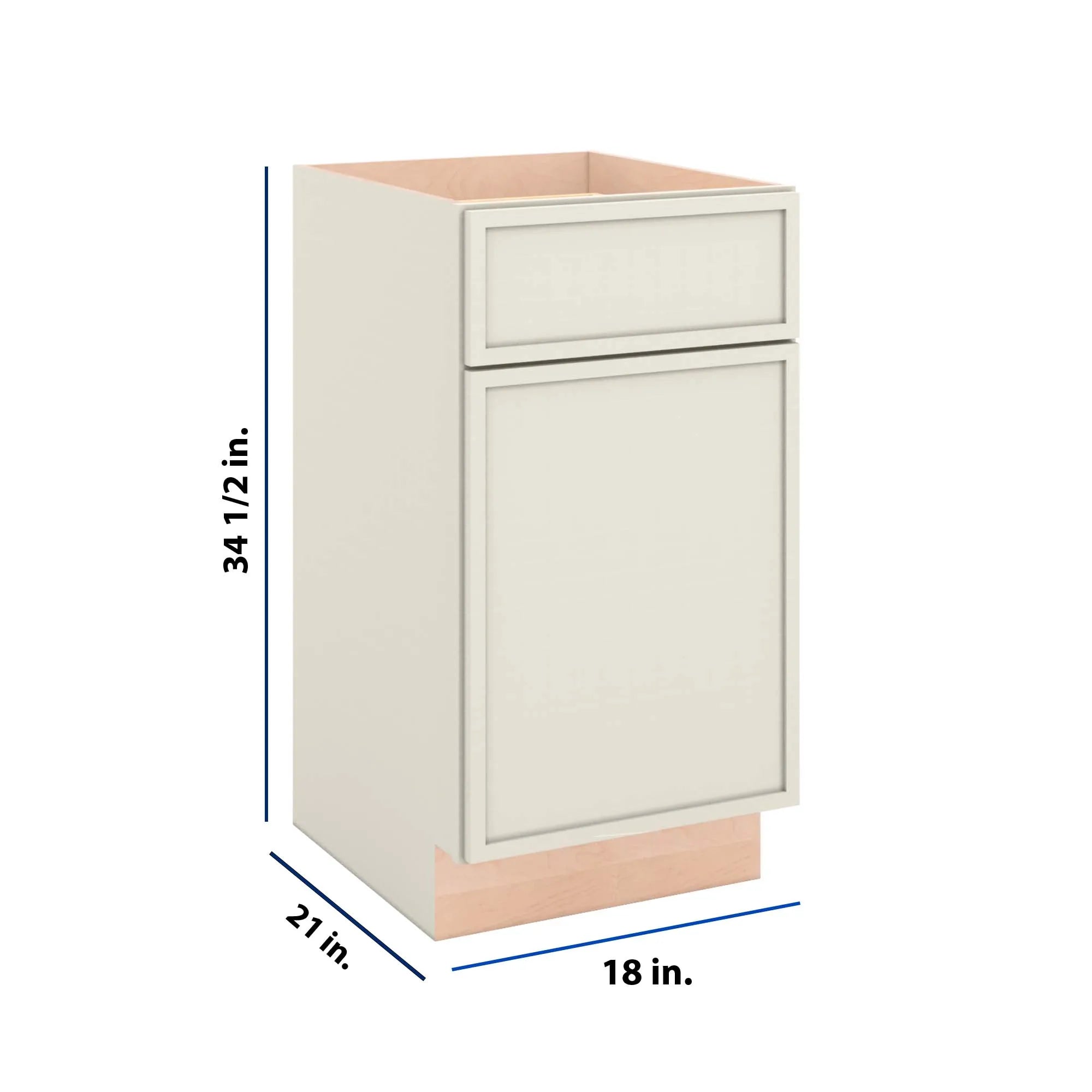 Modernform Cabinet Slim Dove White 18" W X 34 1/2" H X 21" D Base 1 Door/1 Drawer
