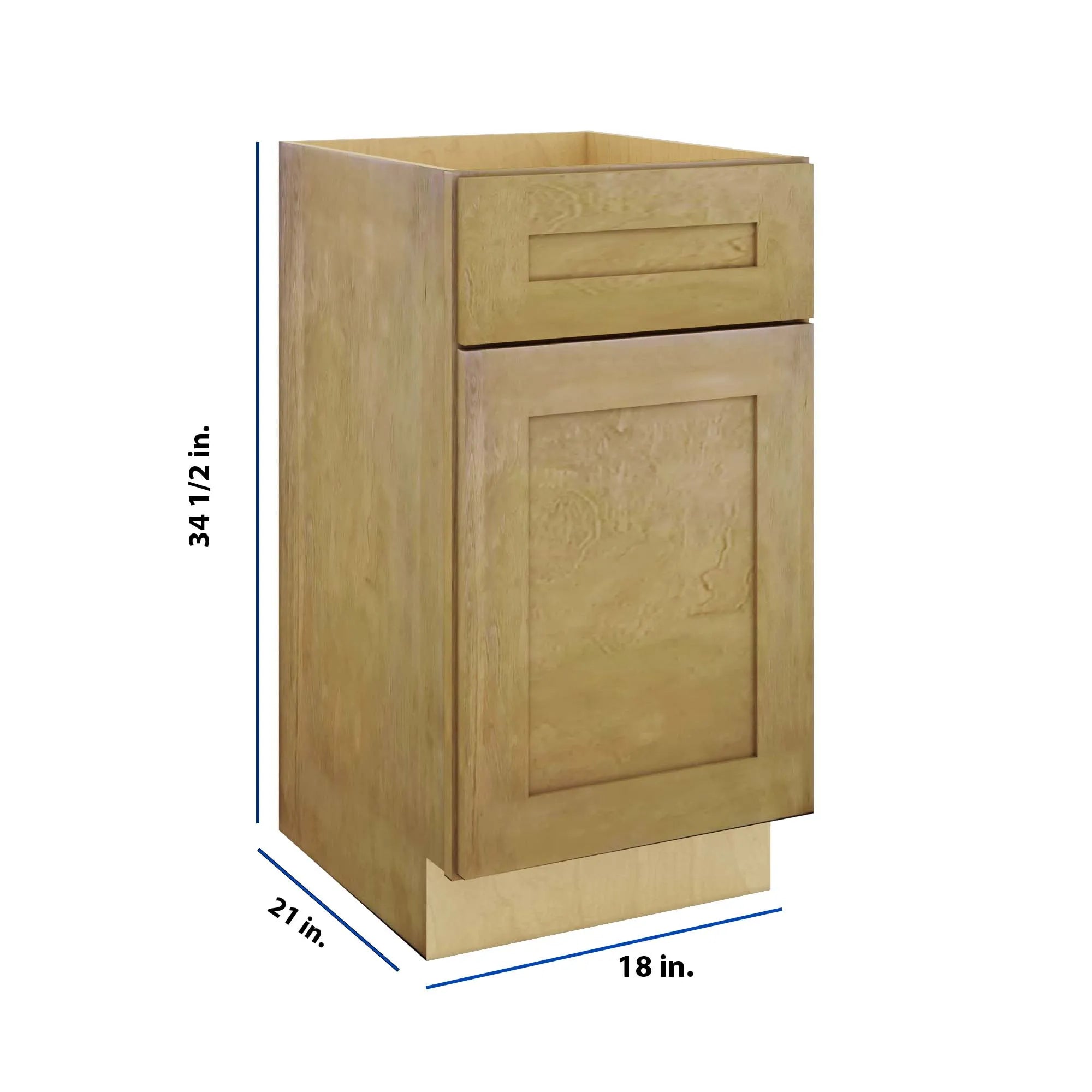 Modernform Cabinet Natural Shaker 18" W X 34 1/2" H X 21" D Base 1 Door/1 Drawer