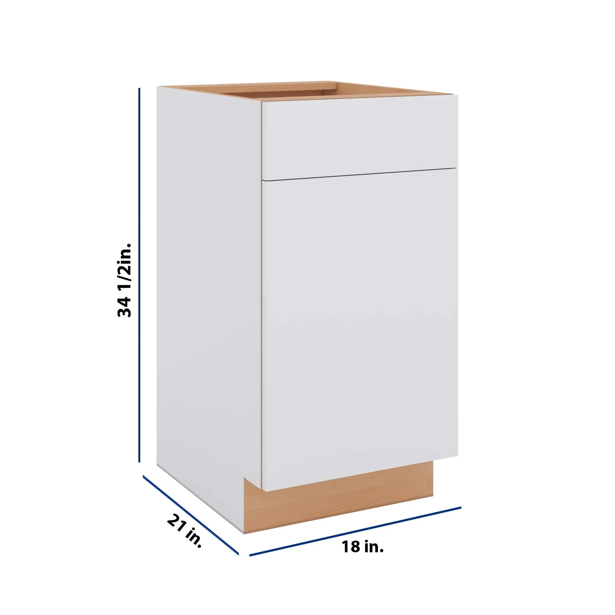 Modernform Cabinet Matte White 18" W X 34 1/2" H X 21" D Base 1 Door/1 Drawer