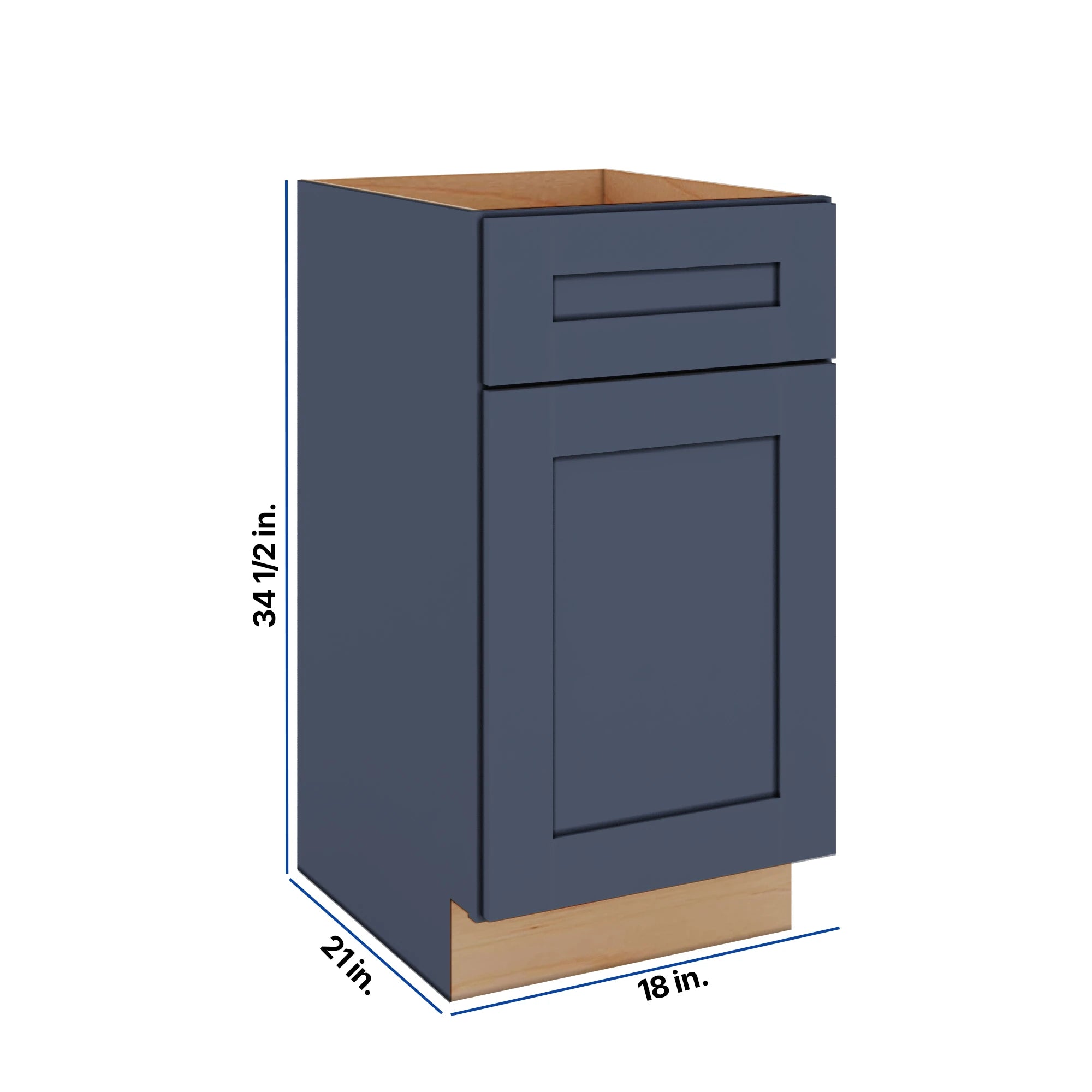 Modernform Cabinet Signature Blue 18" W X 34 1/2" H X 21" D Base 1 Door/1 Drawer