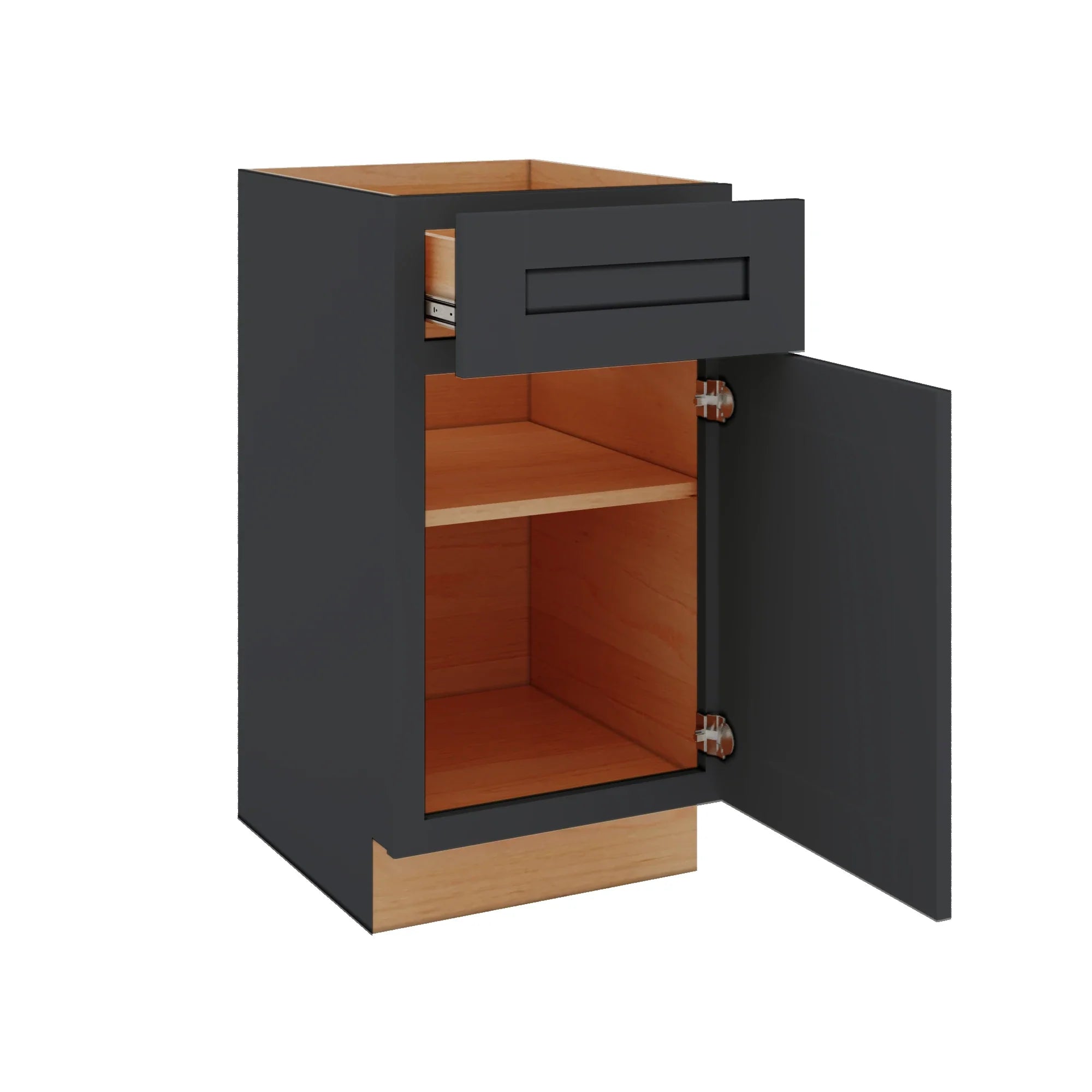 Modernform Cabinet Onyx Black Shaker 18" W X 34 1/2" H X 21" D Base 1 Door/1 Drawer