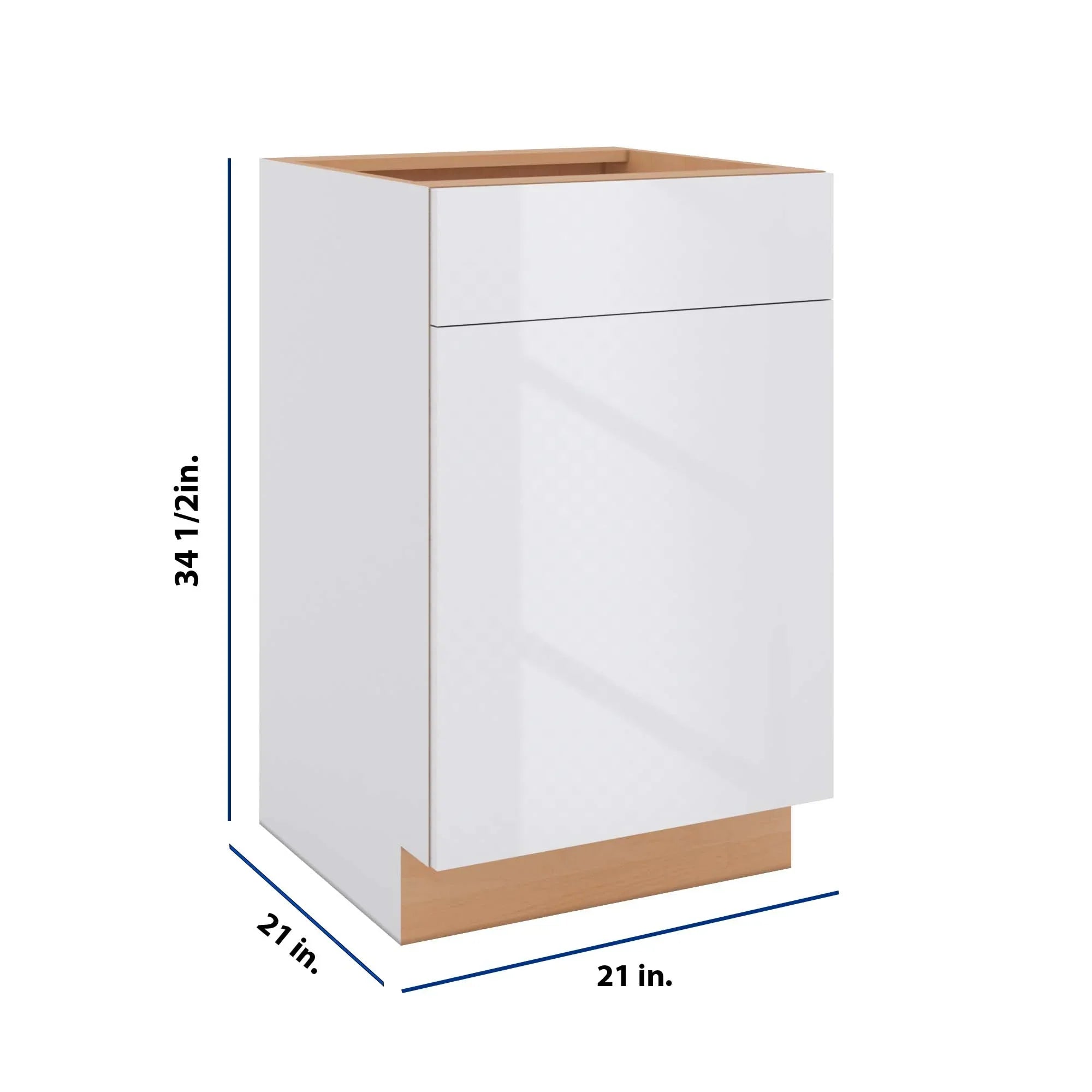 Modernform Cabinet Gloss White 21" W X 34 1/2" H X 21" D Base 1 Door/1 Drawer