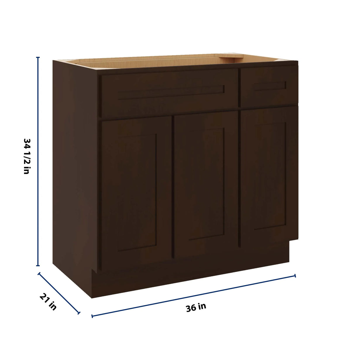 CNC Luxor 5-Piece Espresso 36" W 3 Door Vanity Base Cabinet