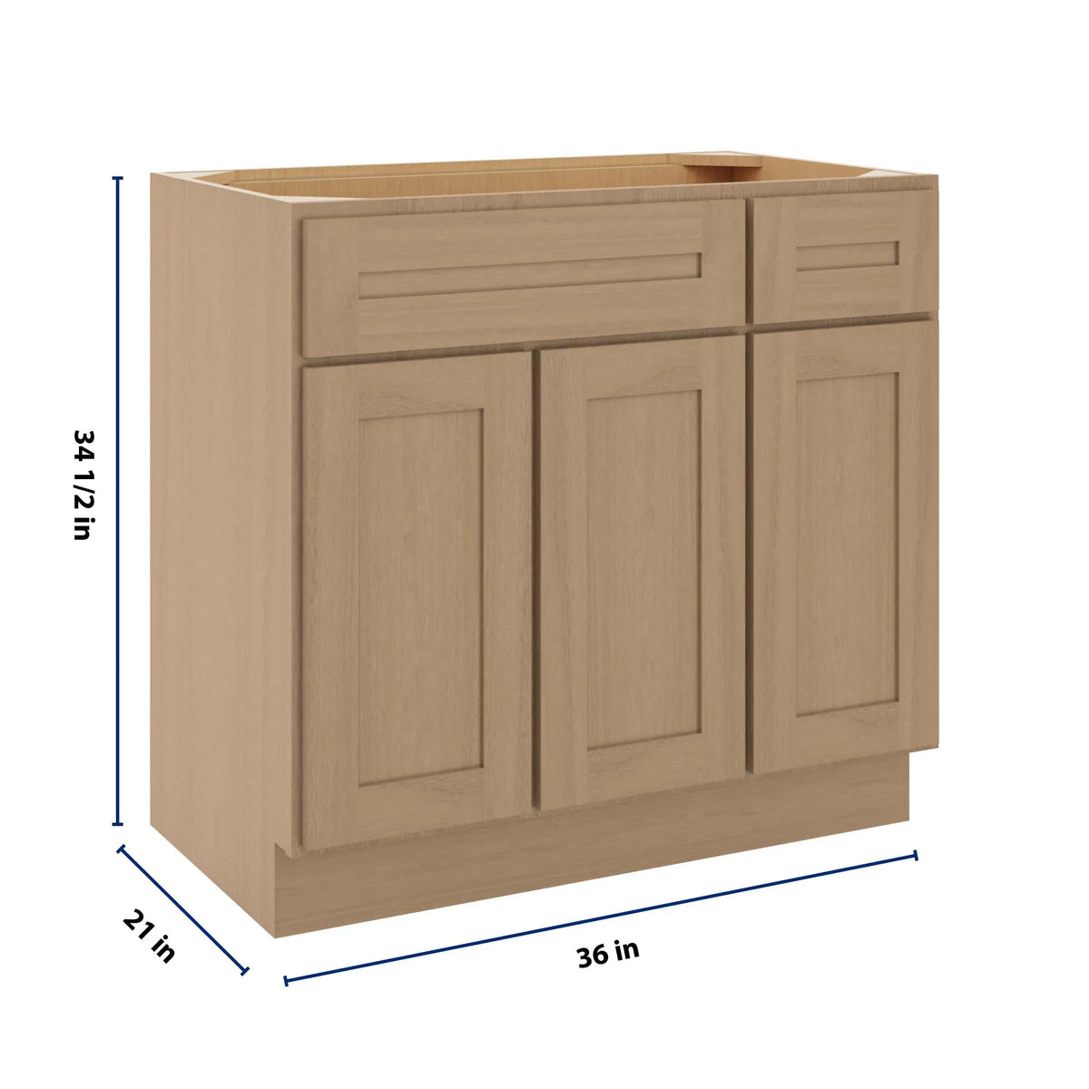 CNC Luxor 5-Piece Harvest 36" W 3 Door Vanity Base Cabinet