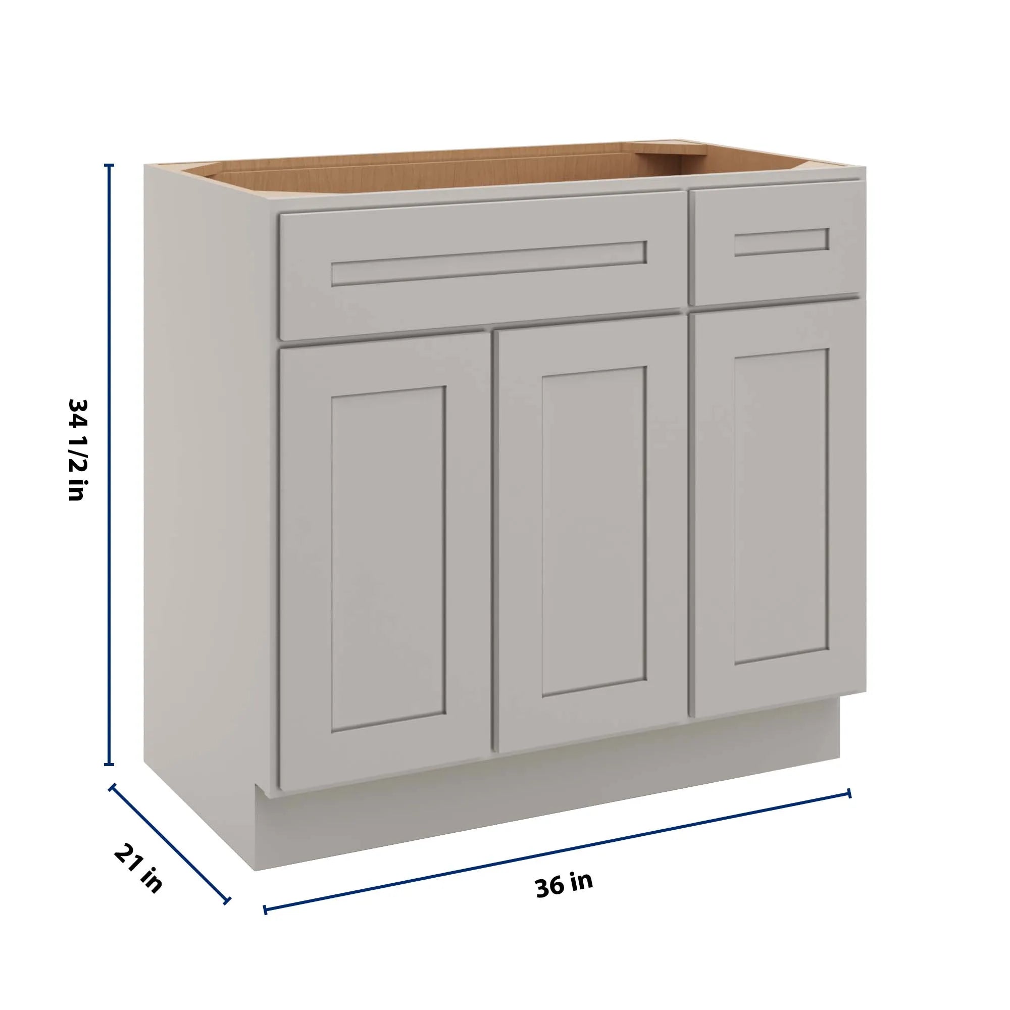 cnc luxor 5 piece misty grey 36 w 3 door vanity base cabinet