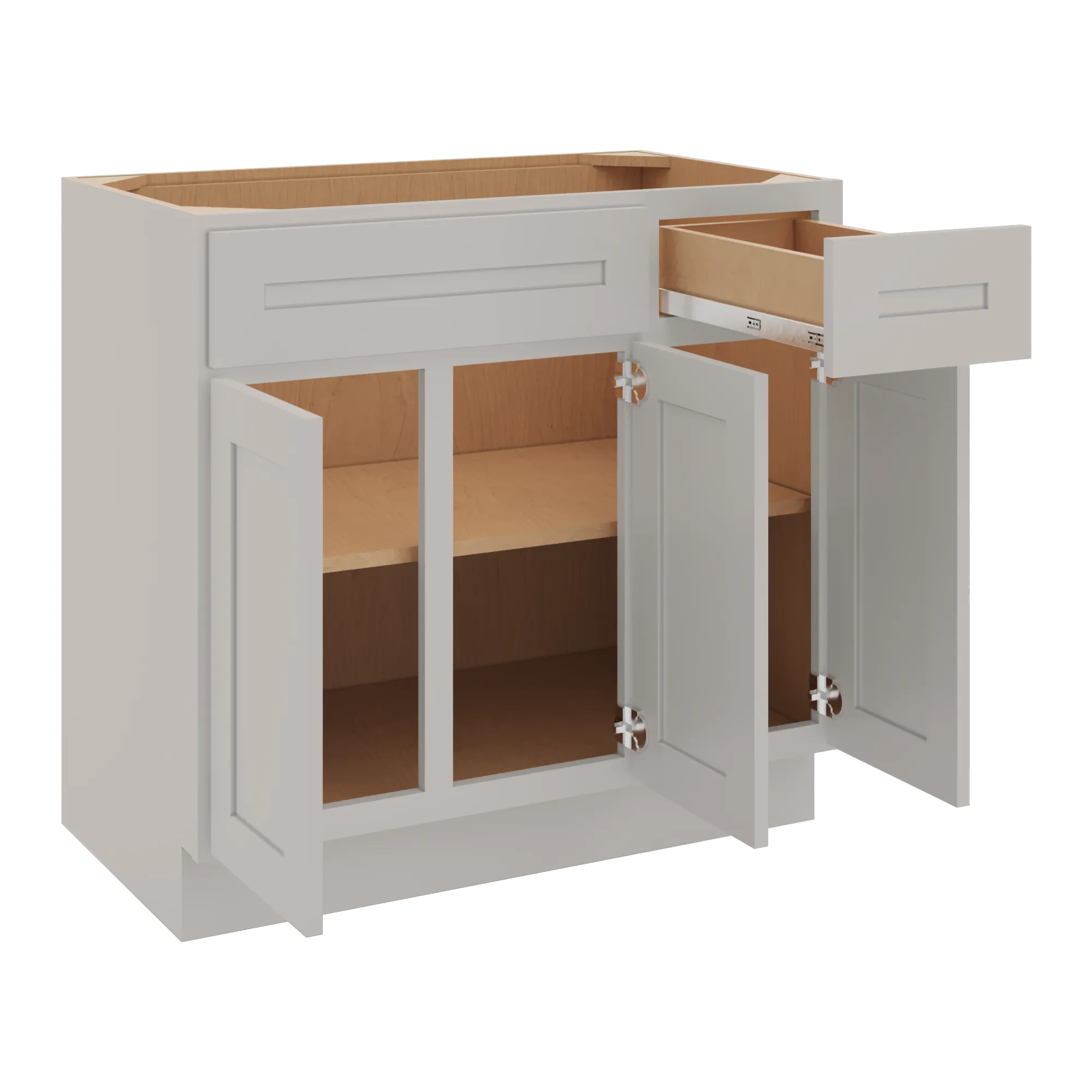 cnc luxor 5 piece misty grey 36 w 3 door vanity base cabinet