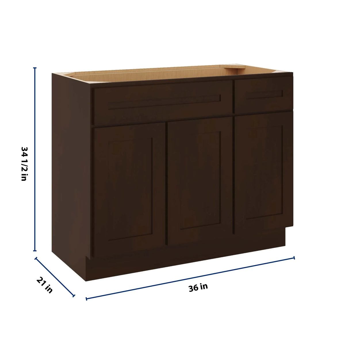 CNC Luxor 5-Piece Espresso 42" W 3 Door Vanity Base Cabinet