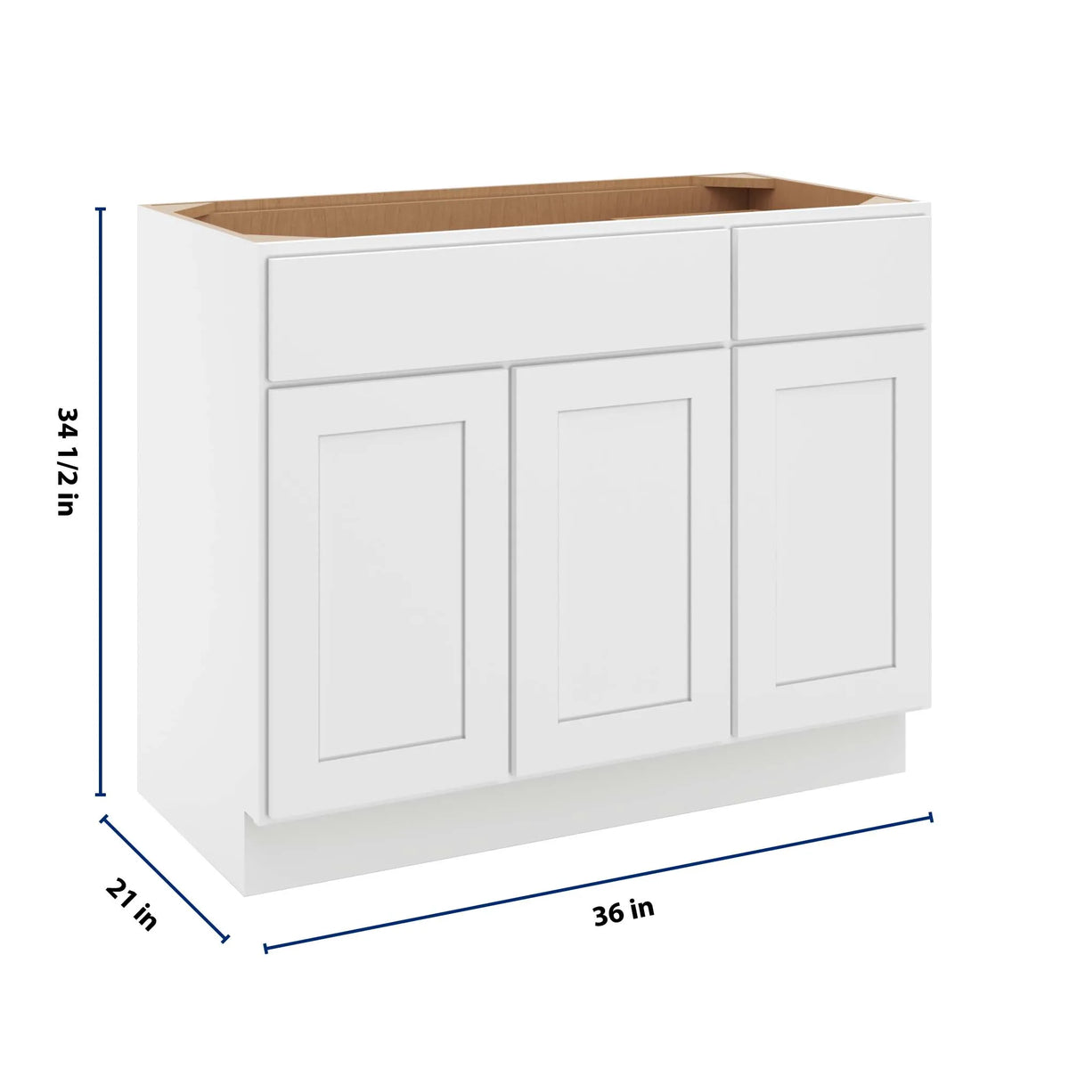 cnc luxor white 42 w 3 door vanity base cabinet