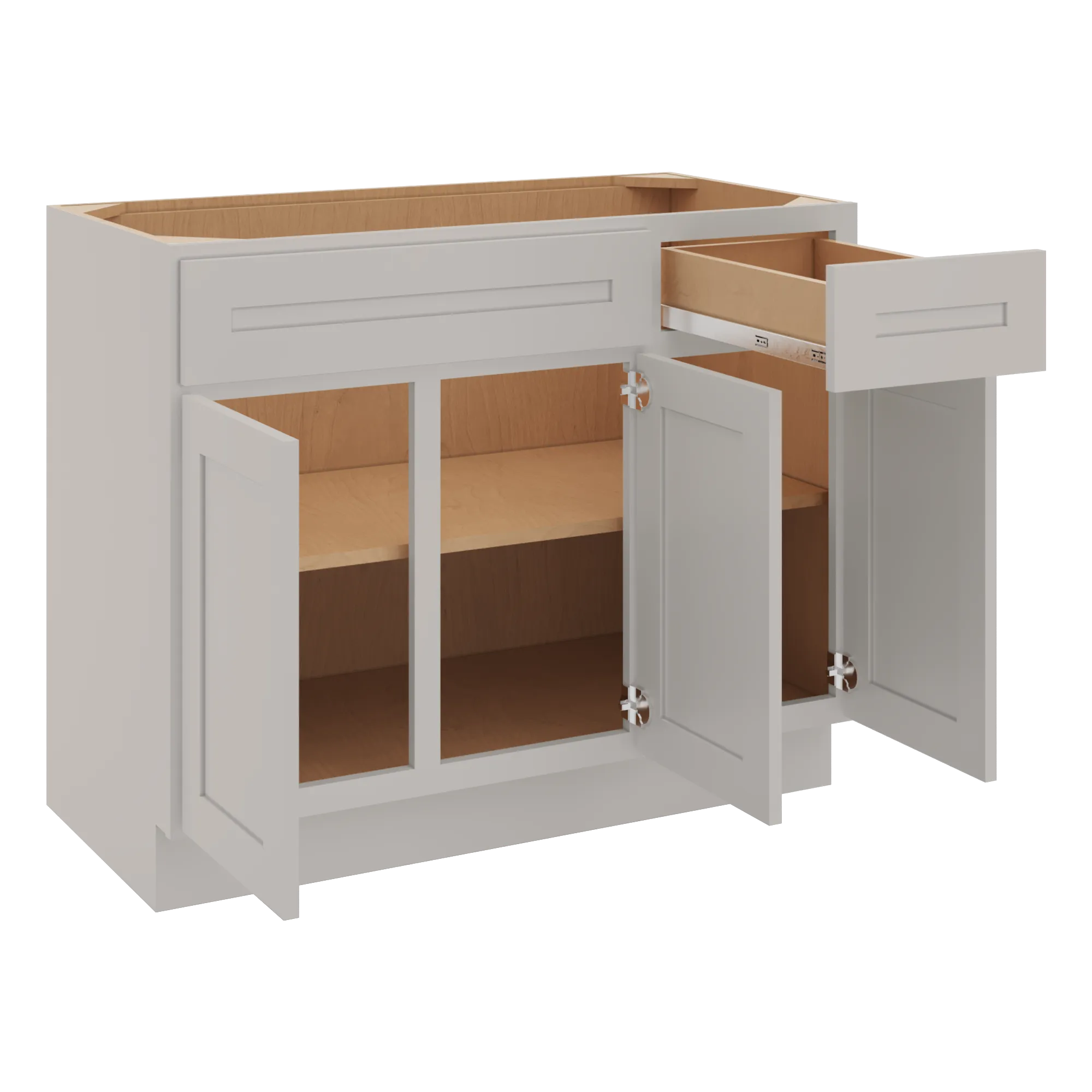 cnc luxor 5 piece misty grey 42 w 3 door vanity base cabinet