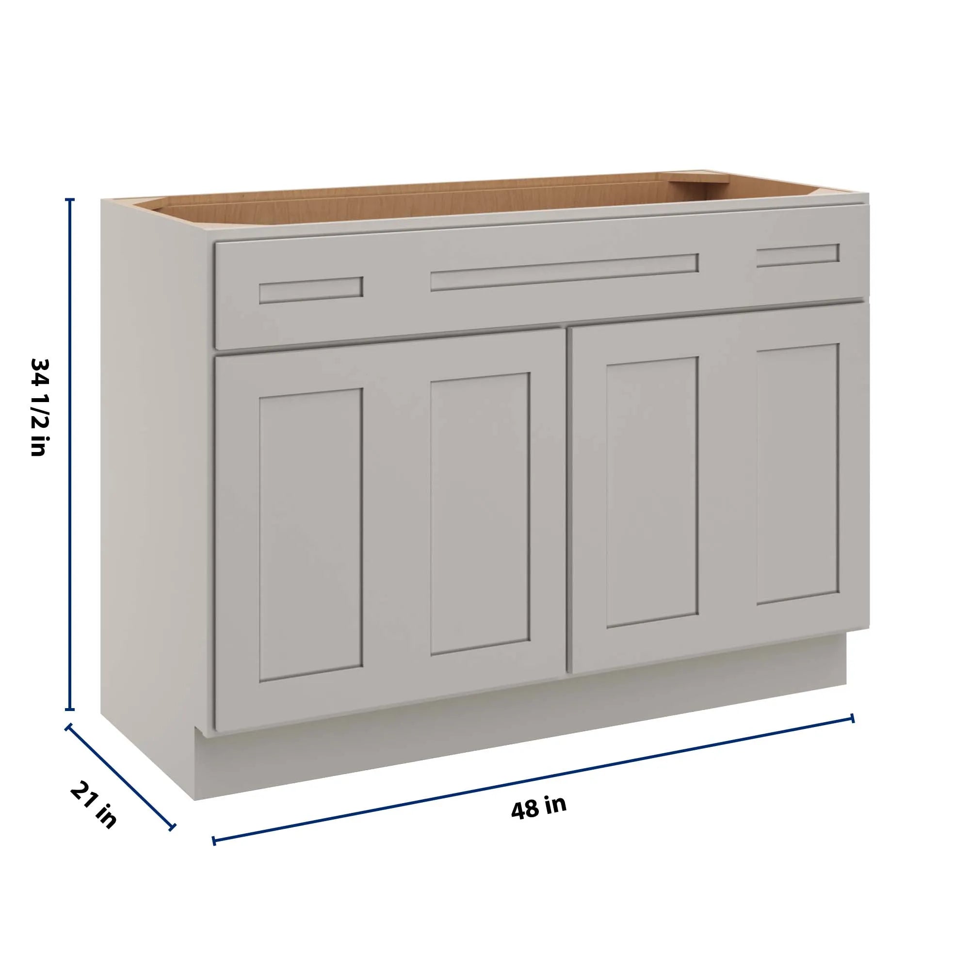 cnc luxor 5 piece misty grey 48 w four door vanity base cabinet
