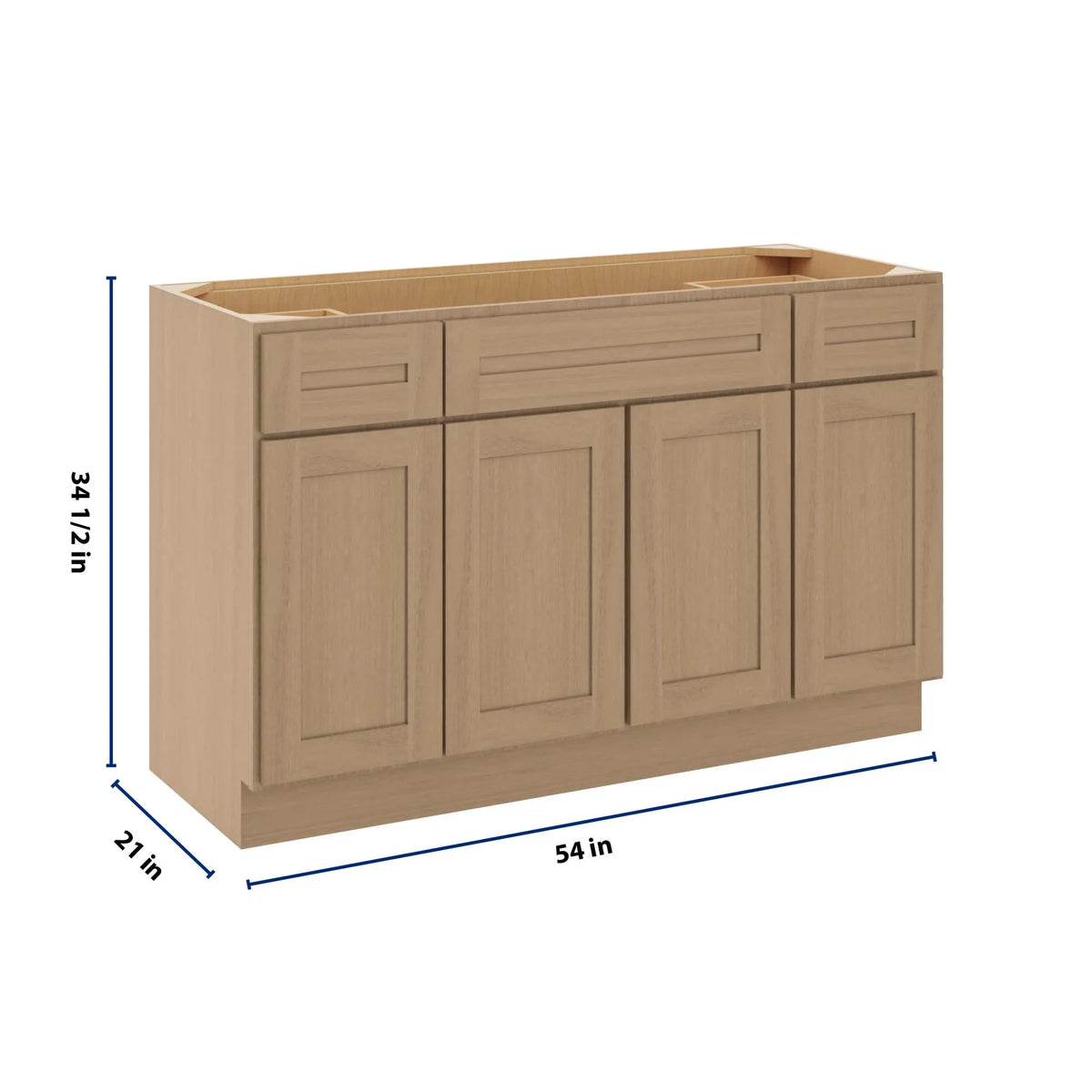 CNC Luxor 5-Piece Harvest 54" W Four Door Vanity Base Cabinet