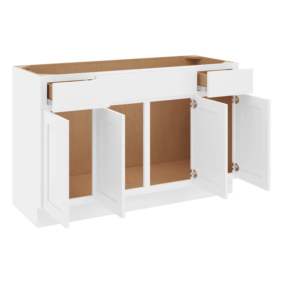 cnc luxor white 54 w four door vanity base cabinet