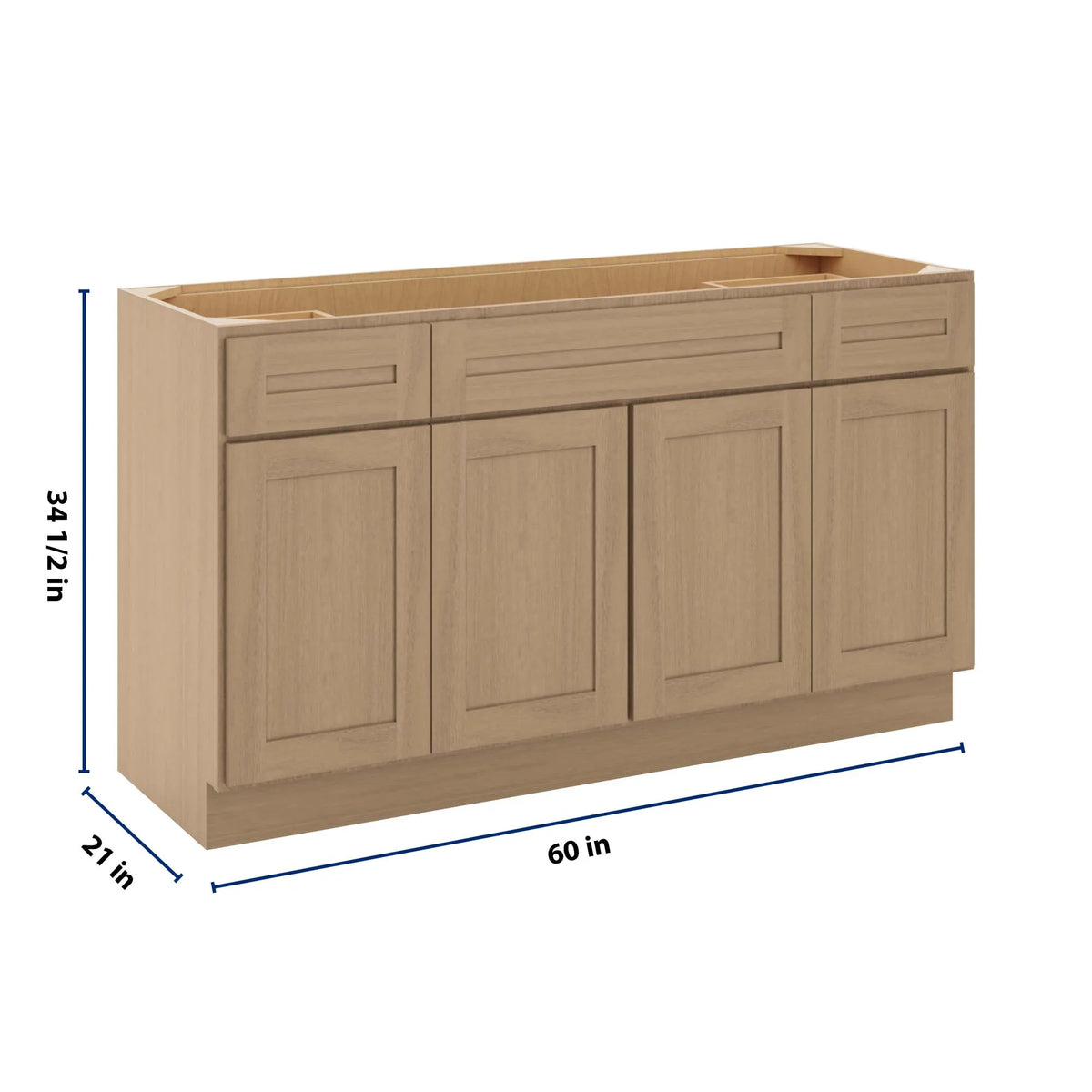 CNC Luxor 5-Piece Harvest 60" W Four Door Vanity Base Cabinet