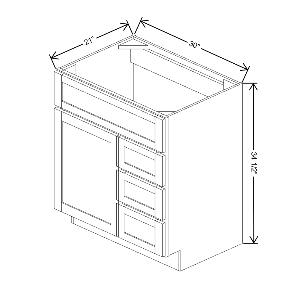 Wolf Classic Dartmouth 5-piece White Paint 30"W Vanity Combo - Left Drawers