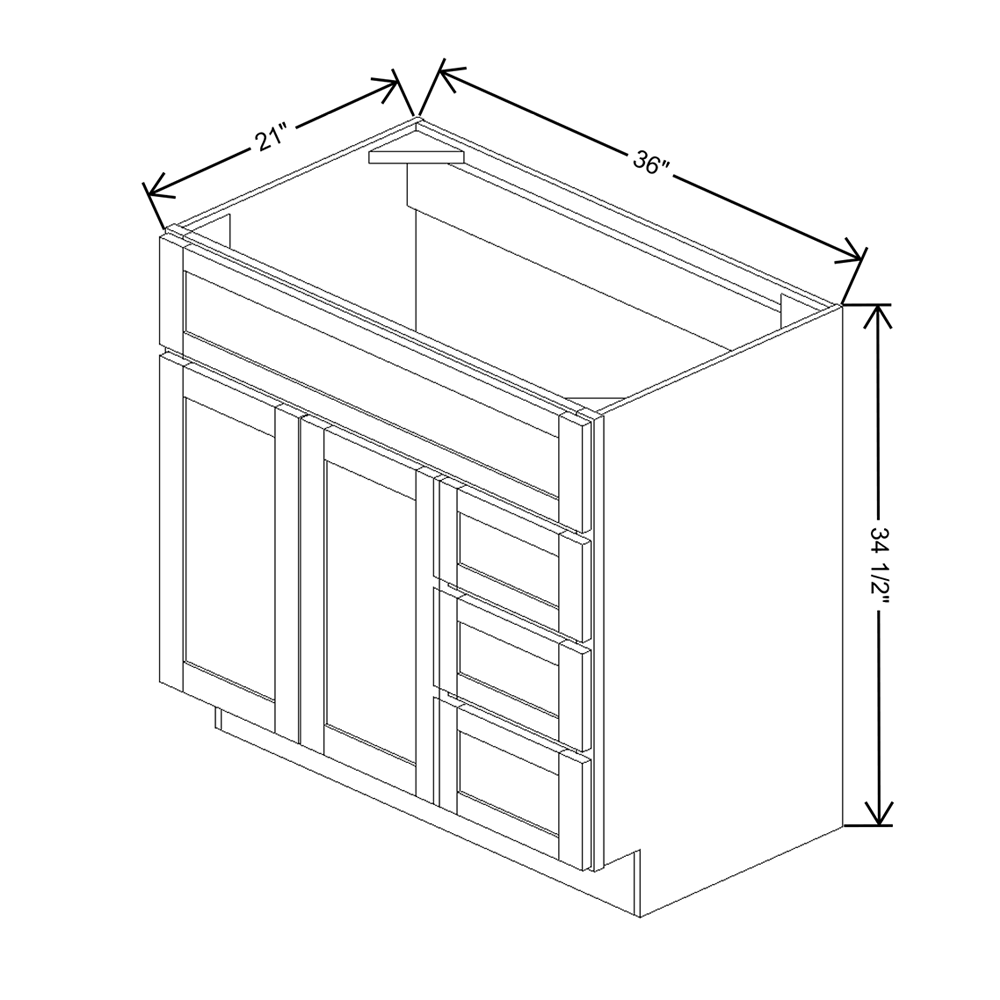 Wolf Classic Berwyn Opal Paint 36"W Vanity Combo - Left Drawers