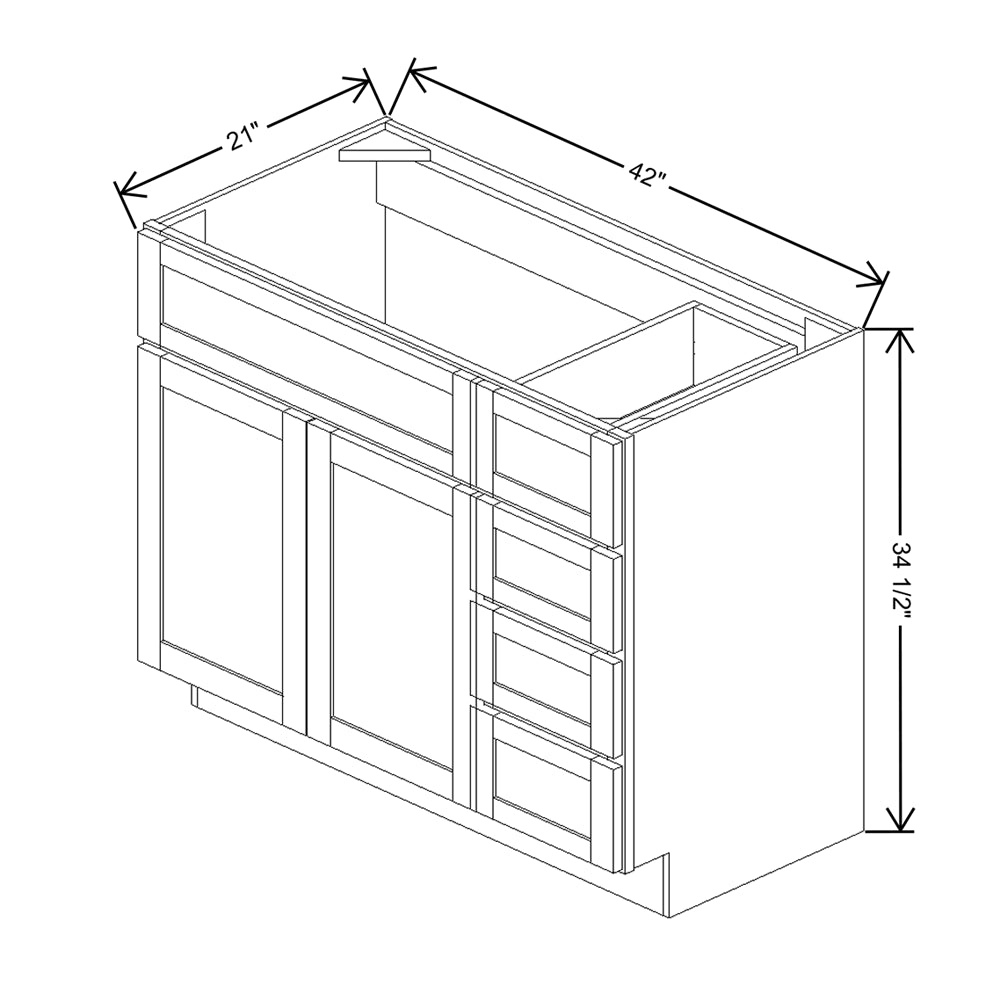 Wolf Classic Grove Pewter Paint 42"W Vanity Combo - Left Drawers