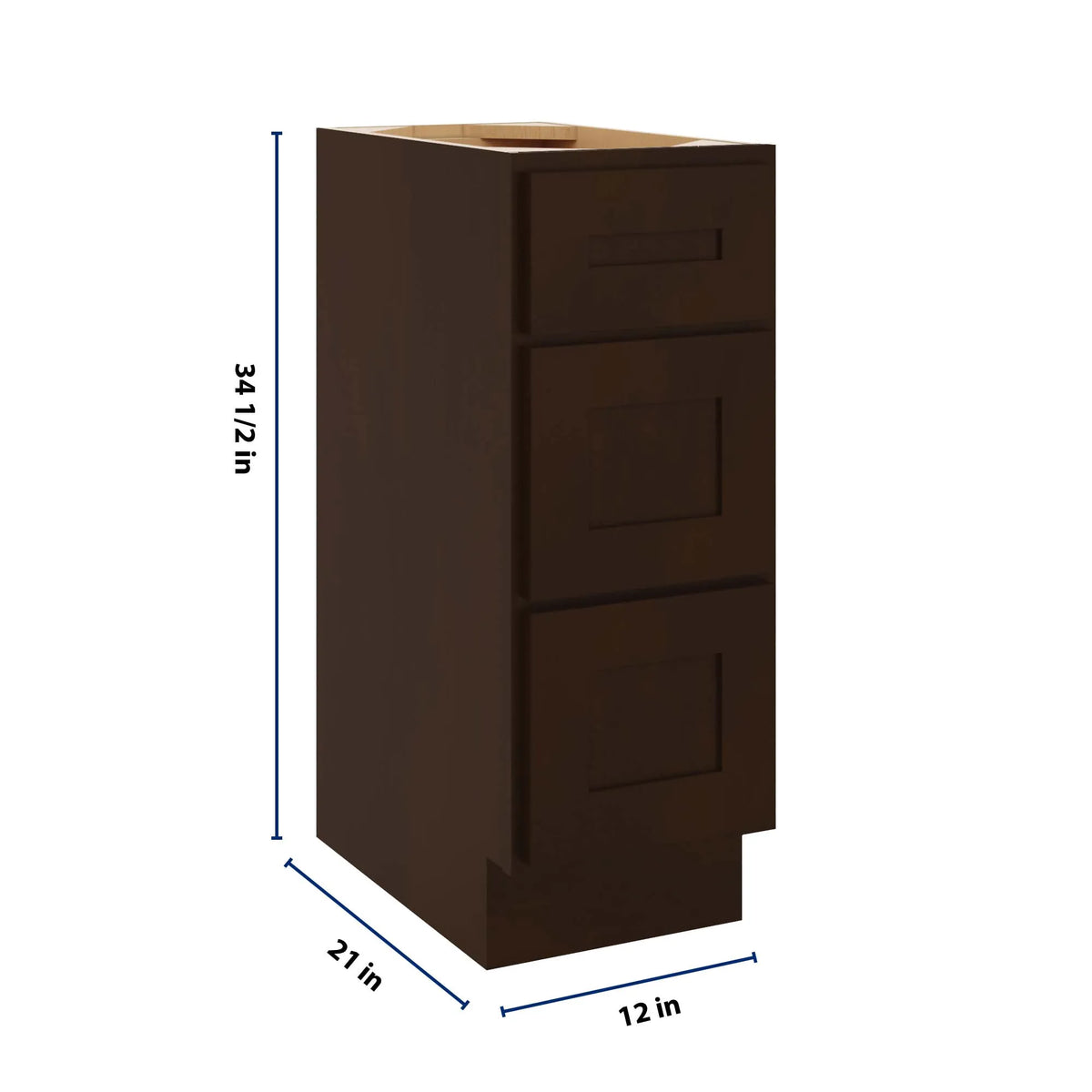 CNC Luxor 5-Piece Espresso 12" W Vanity Drawer Base Cabinet - Handicap Accessible