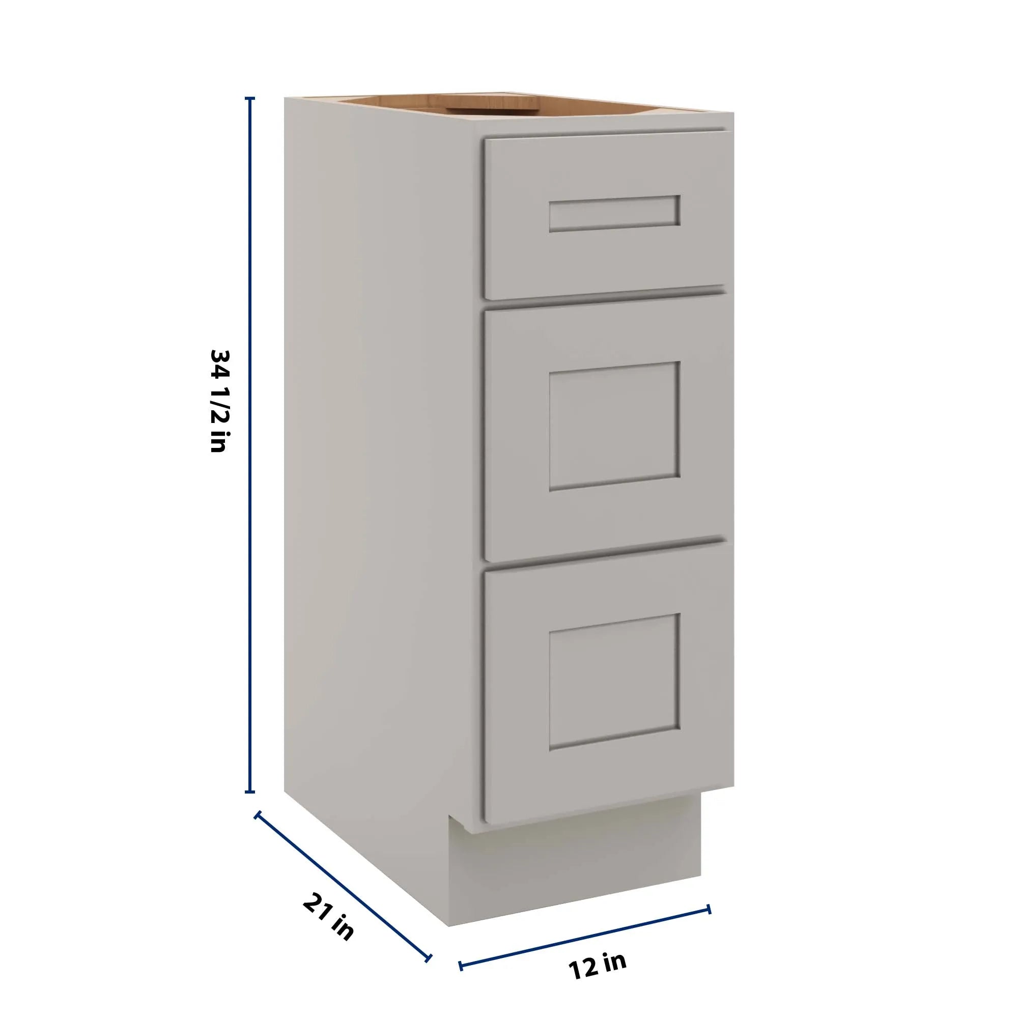 CNC Luxor 5-Piece Misty Grey 12" W Vanity Drawer Base Cabinet - Handicap Accessible