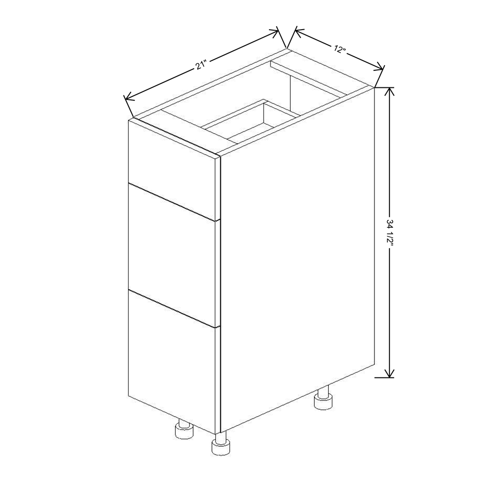 Fabuwood Illume Tuscany Olmo 3  12"W 3 Drawer Base