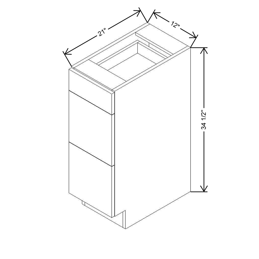 CNC Classic Milano Ash 12" W Vanity Drawer Base Cabinet